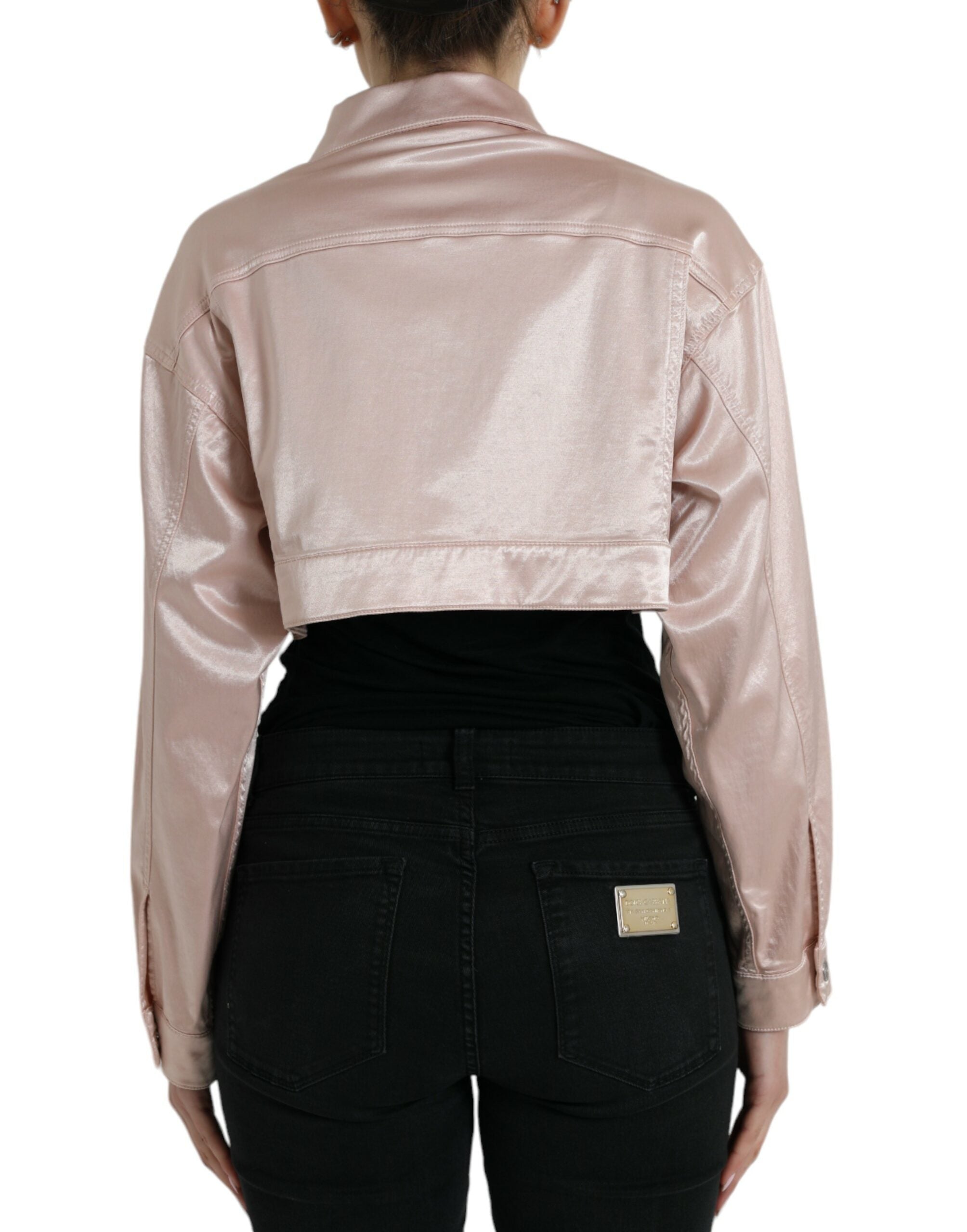 Dolce & Gabbana Elegante rosa kurze Jeansjacke
