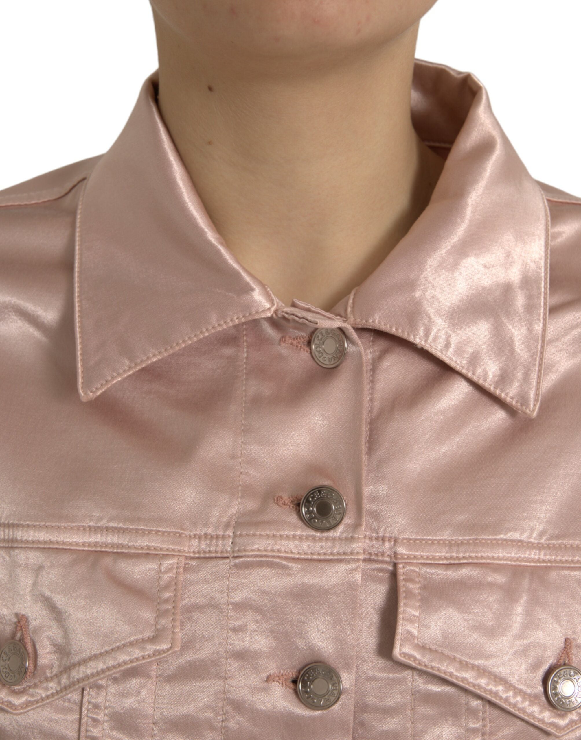 Dolce & Gabbana Elegante rosa kurze Jeansjacke