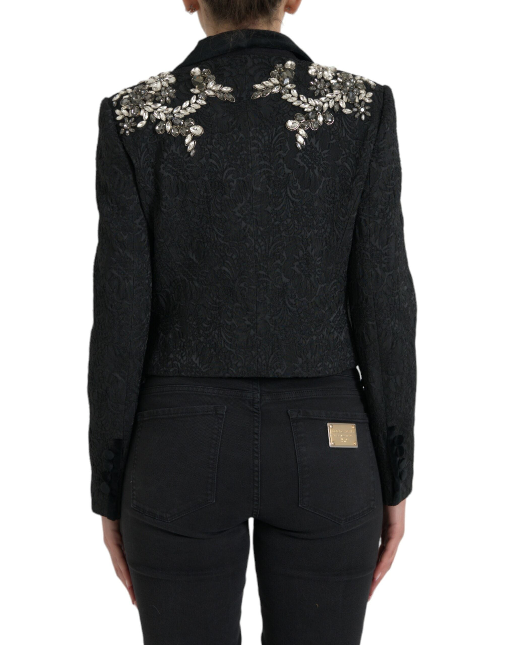 Dolce & Gabbana – Elegante, verzierte schwarze Manteljacke