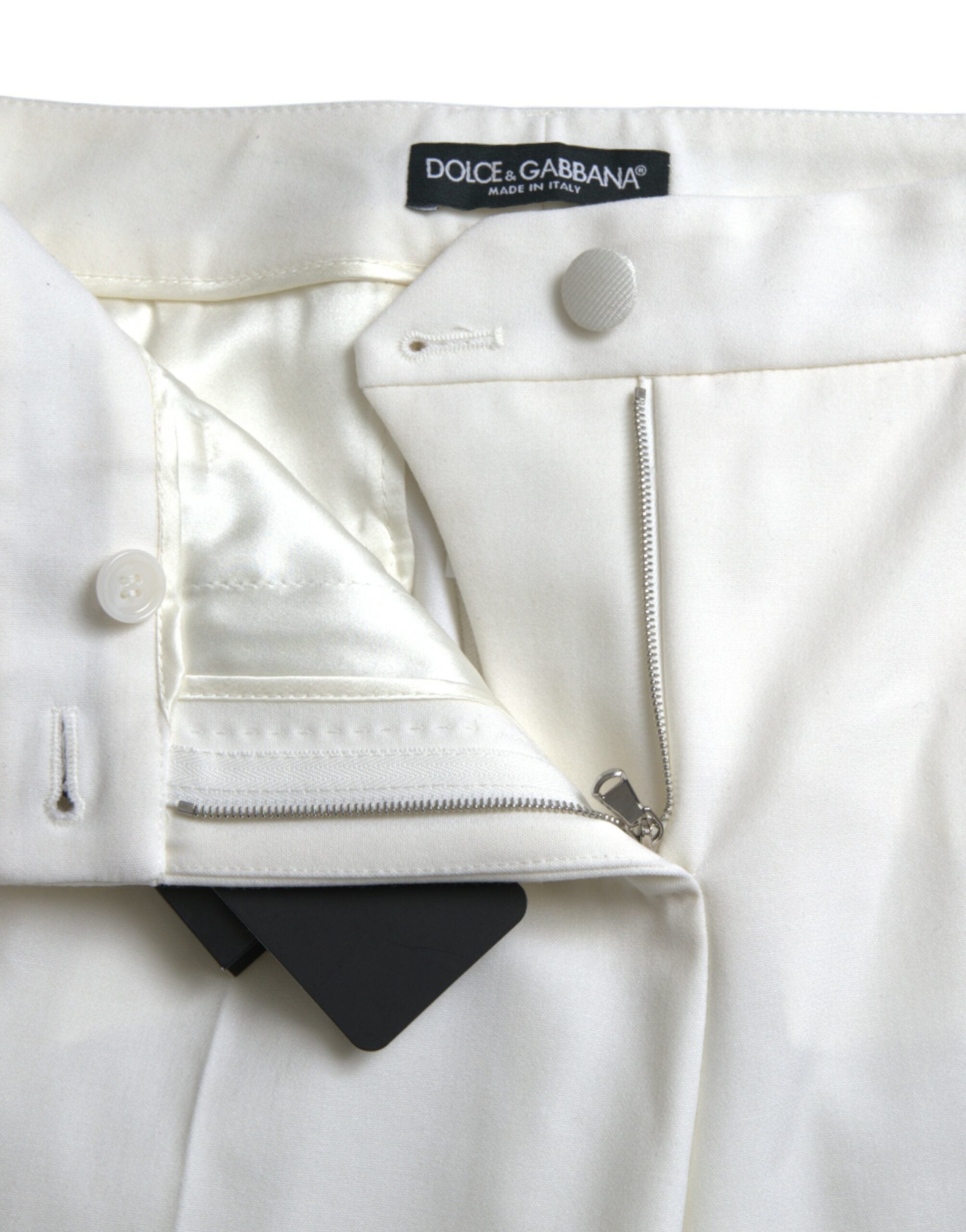 Dolce & Gabbana – Elegante weiße, konisch zulaufende Hose mit mittlerer Taille