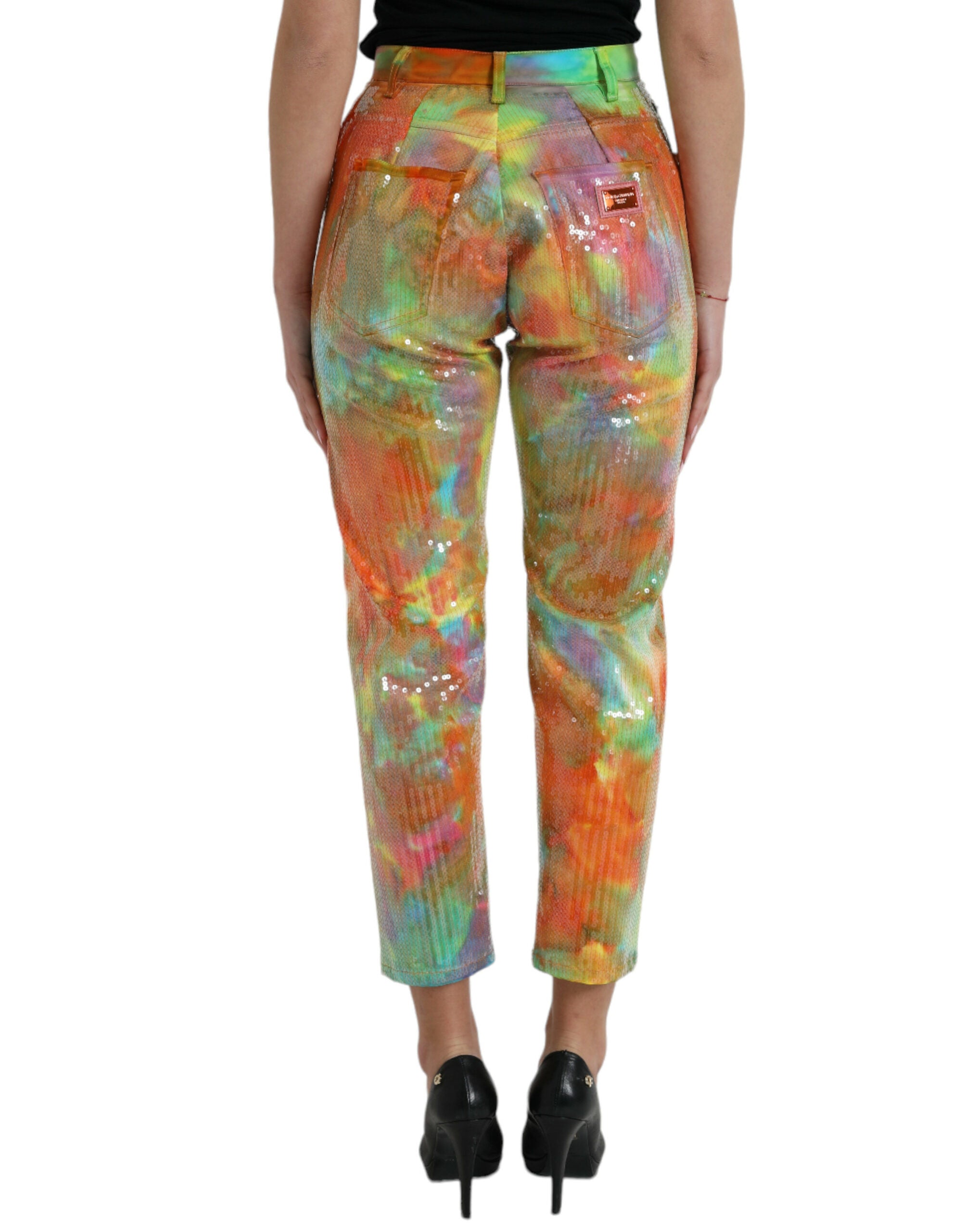 Dolce & Gabbana – Mehrfarbige, verkürzte Hose mit hoher Taille