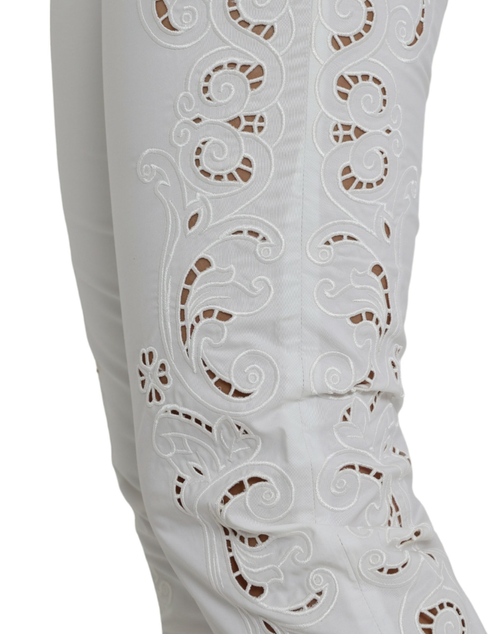 Dolce & Gabbana – Elegante weiße, konische Hose mit mittlerer Taille
