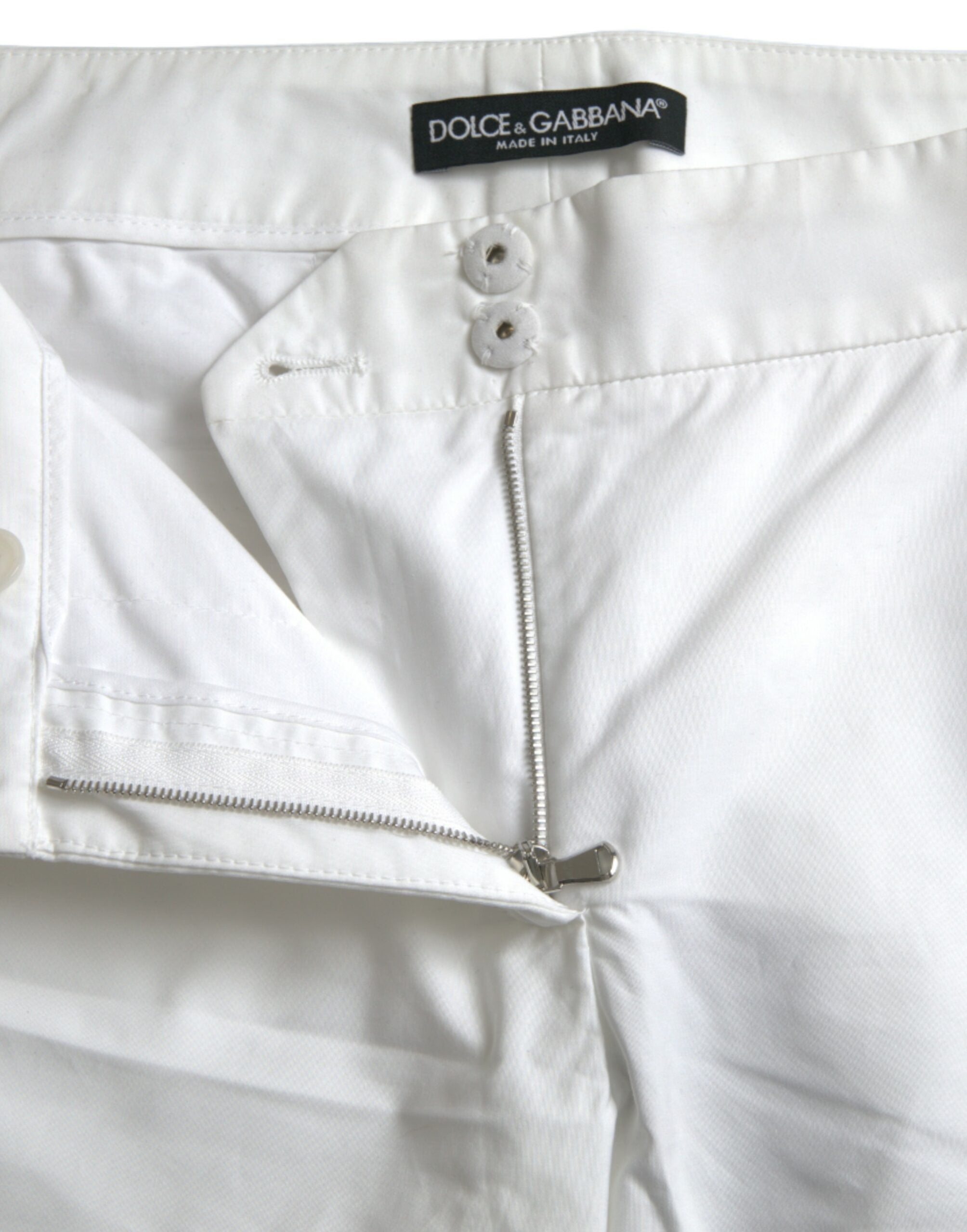 Dolce & Gabbana – Elegante weiße, konische Hose mit mittlerer Taille