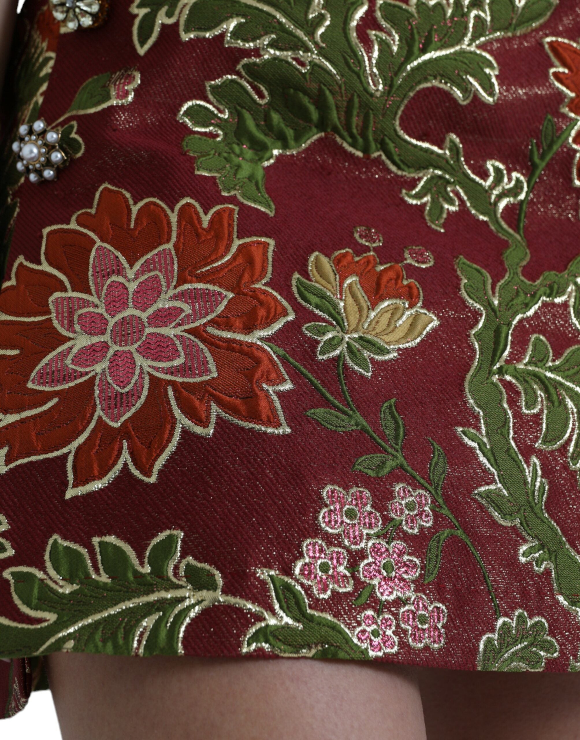 Dolce & Gabbana – Kastanienbrauner Jacquard-Minirock mit Blumenmuster