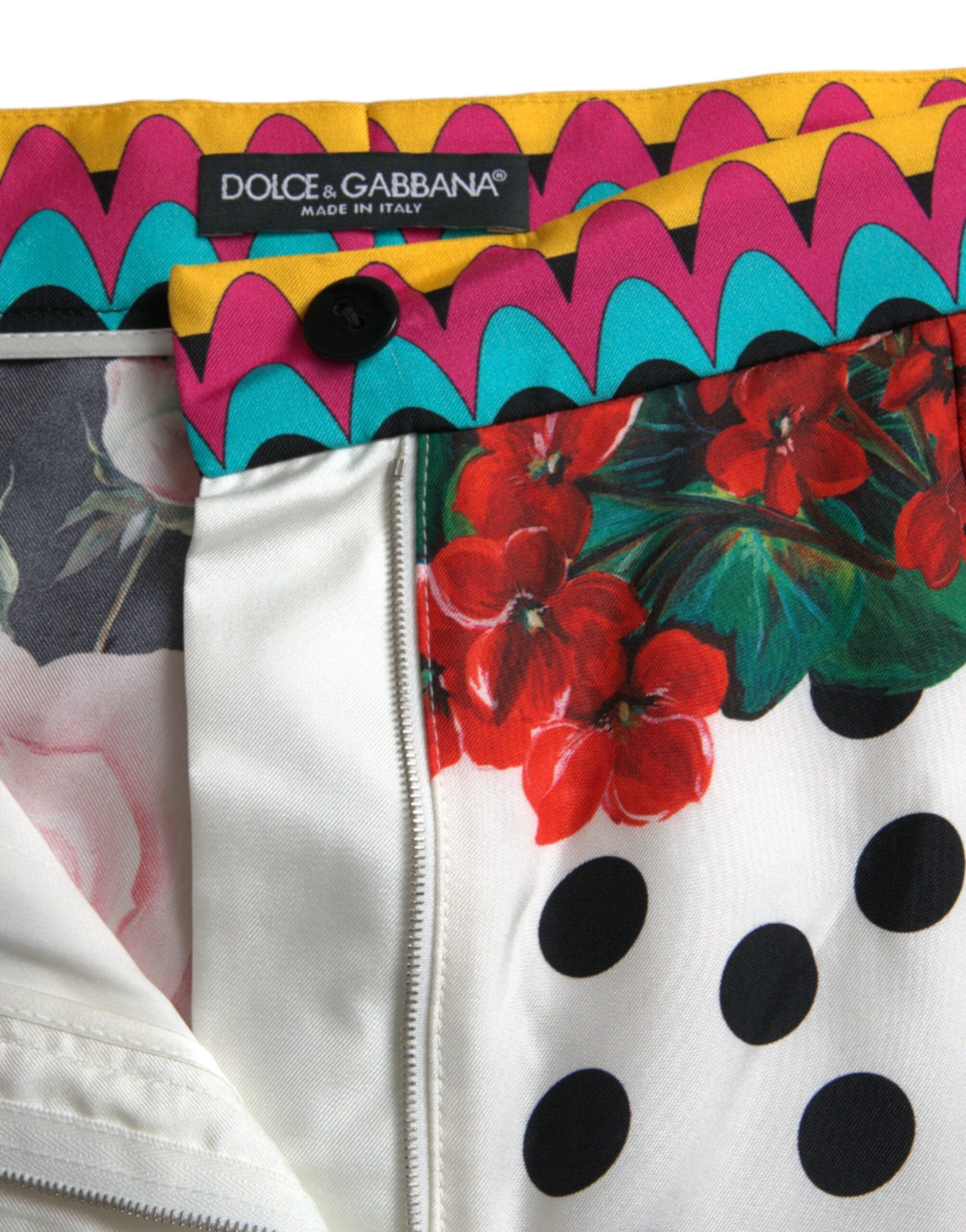 Pantaloni sport Dolce & Gabbana din mătase multicoloră cu talie înaltă