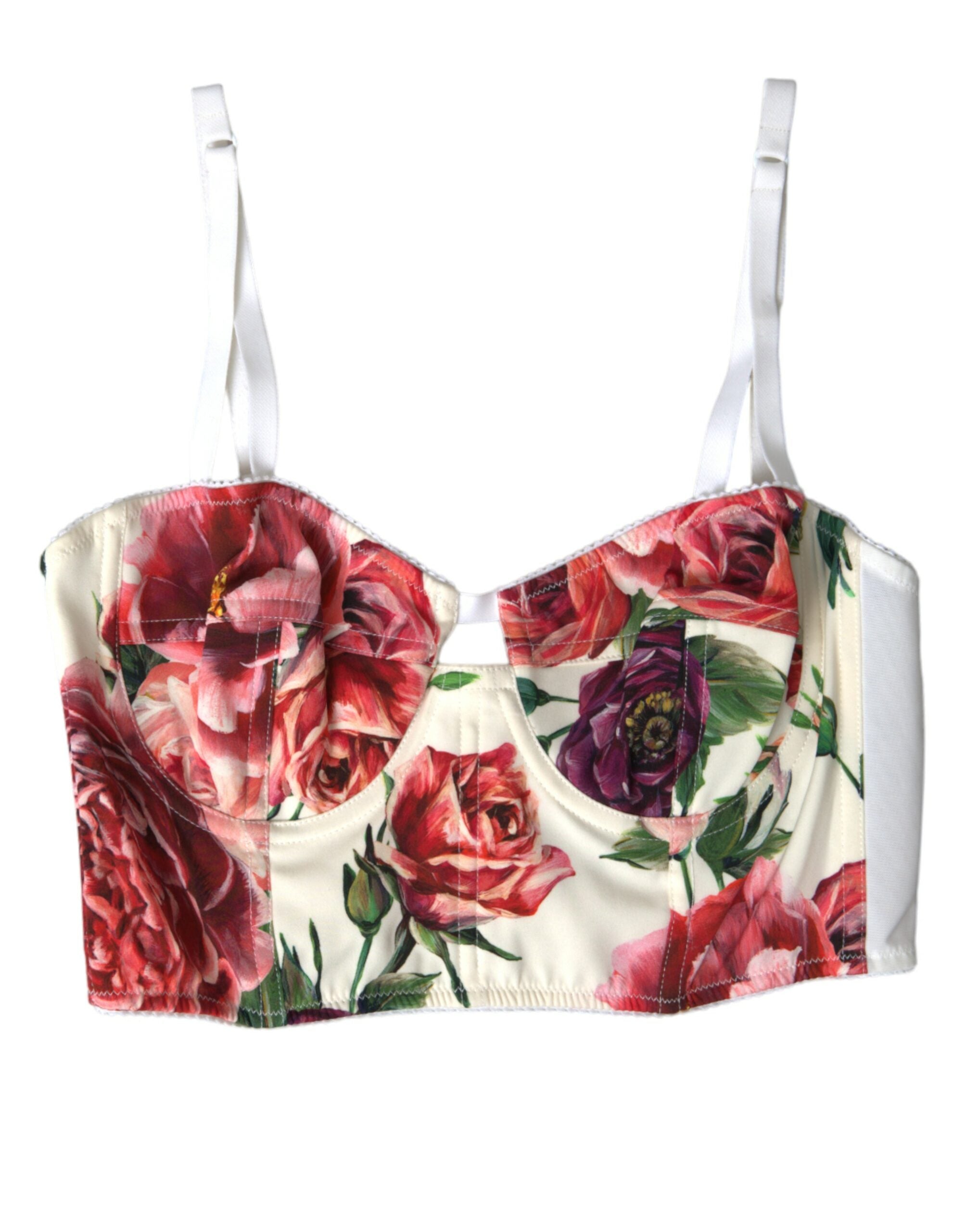 Top scurt Dolce & Gabbana cu imprimeu floral din amestec de mătase