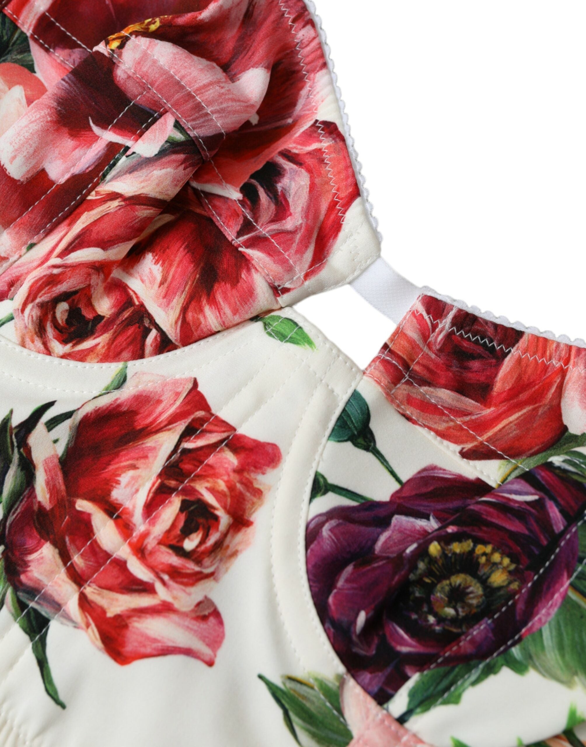 Top scurt Dolce & Gabbana cu imprimeu floral din amestec de mătase