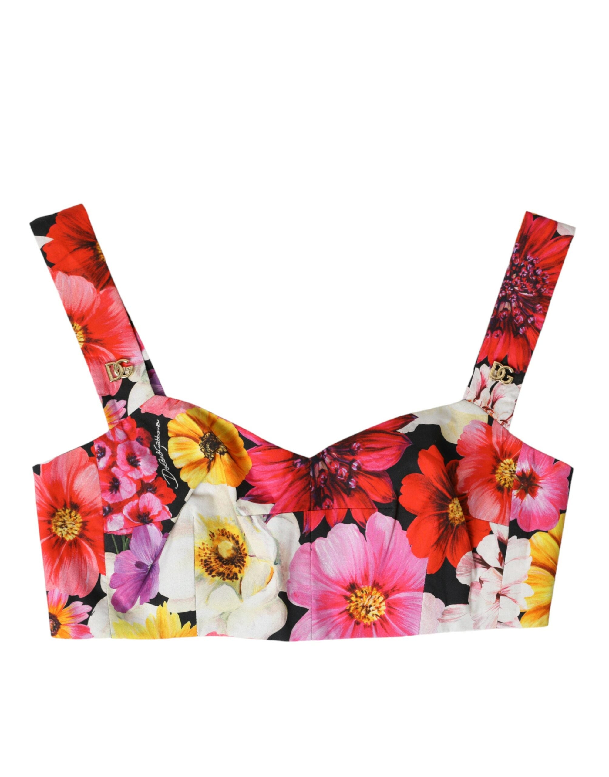 Top scurt Dolce & Gabbana cu imprimeu floral rafinat