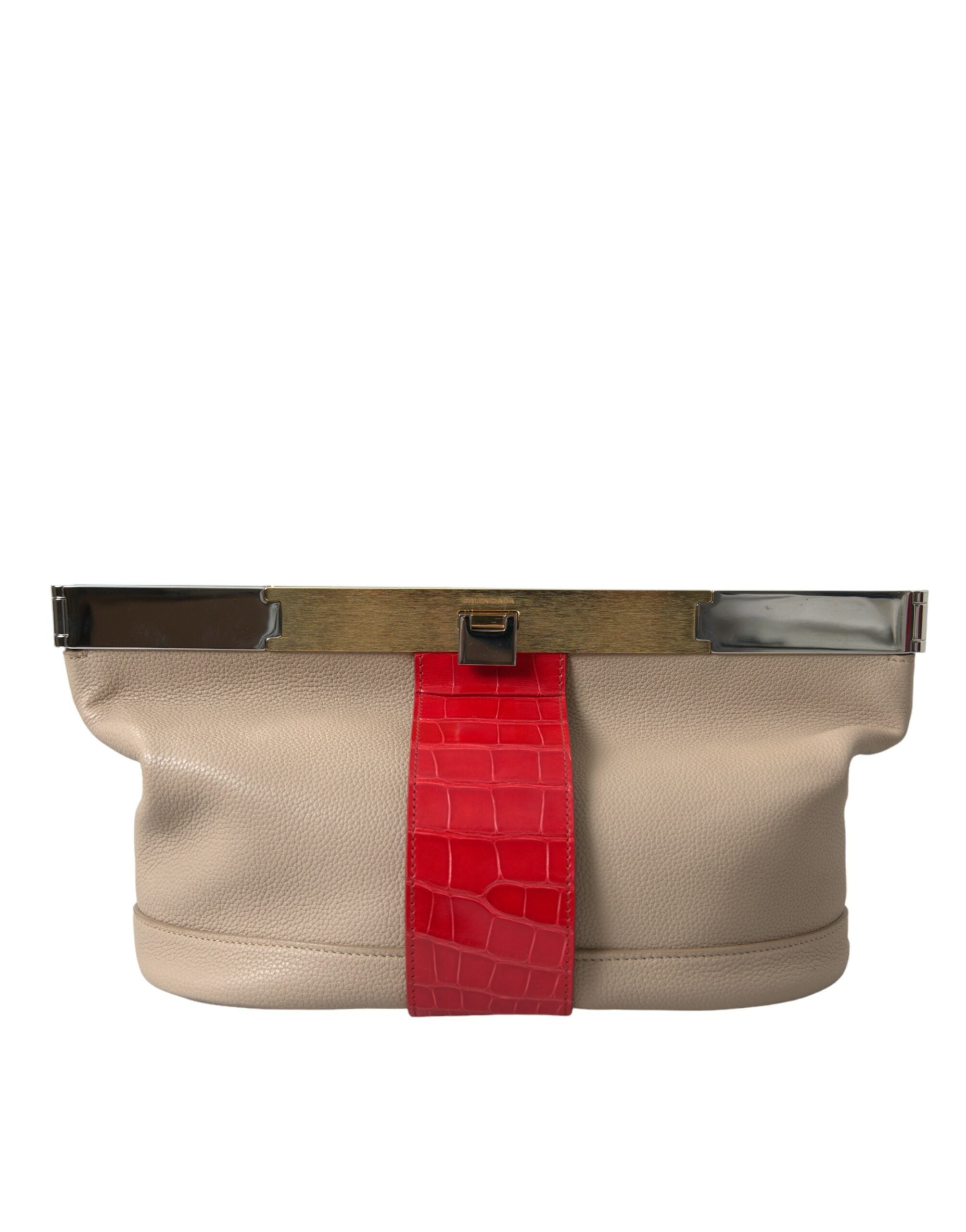 Clutch Balenciaga din piele exotică în două tonuri