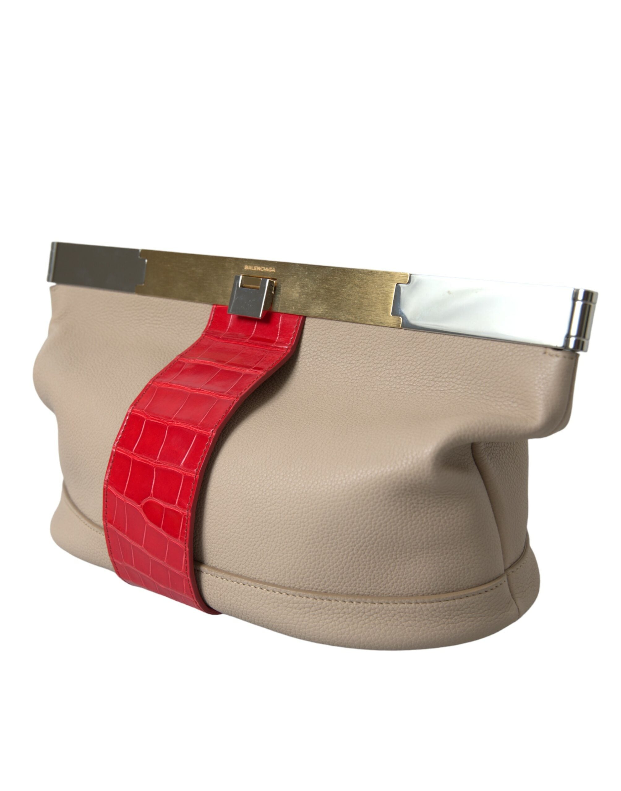 Clutch Balenciaga din piele exotică în două tonuri