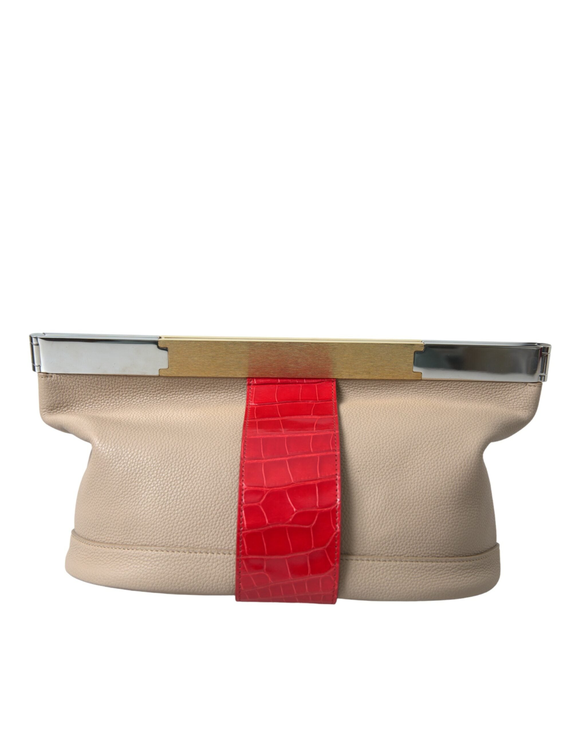 Clutch Balenciaga din piele exotică în două tonuri