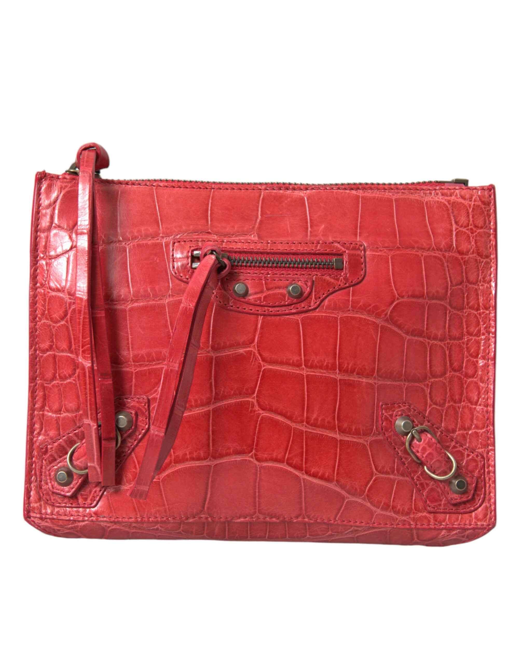 Clutch Balenciaga Exotic Red Piele de Aligator