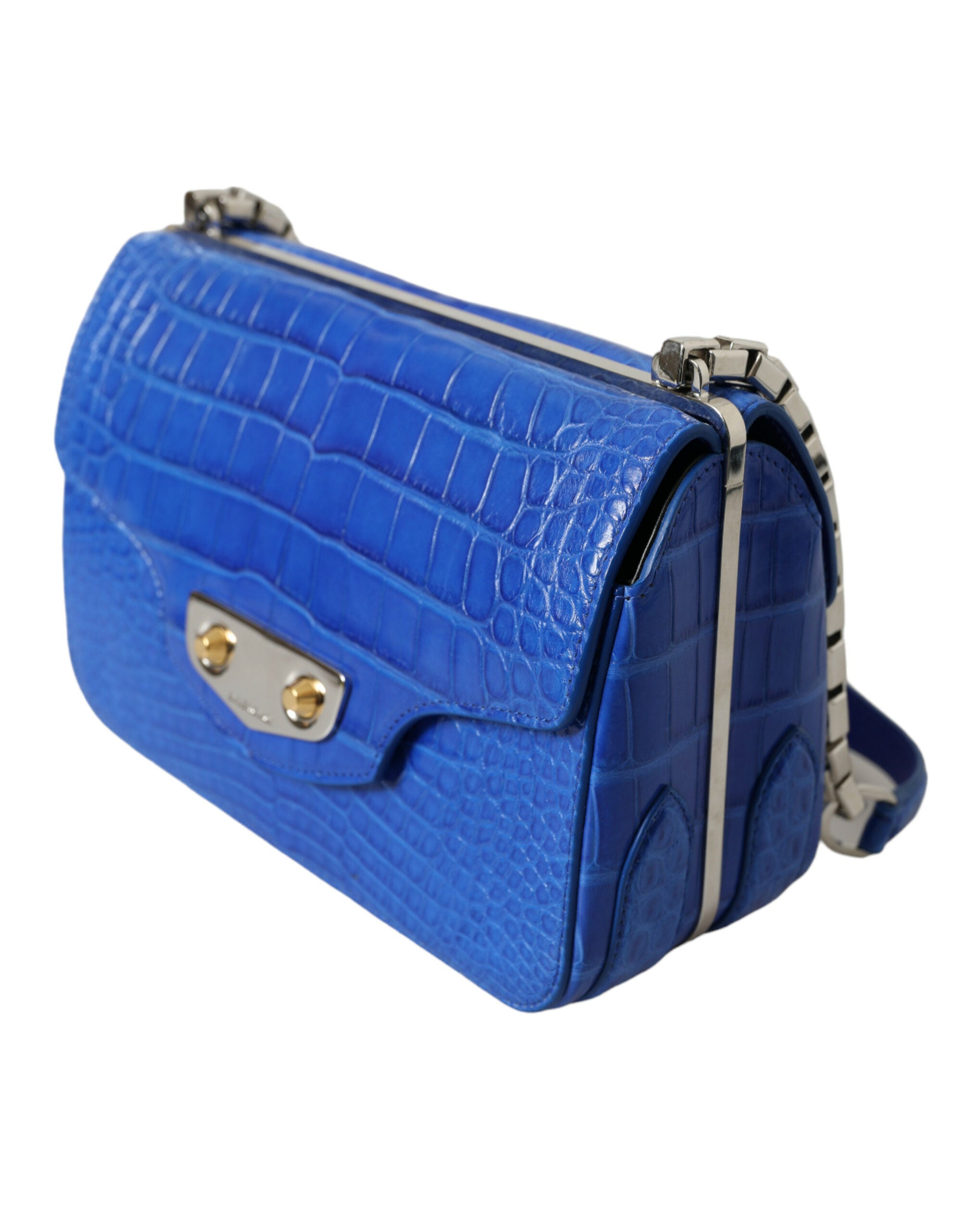 Geantă de umăr Balenciaga Mini din piele de aligator - Albastră elegantă