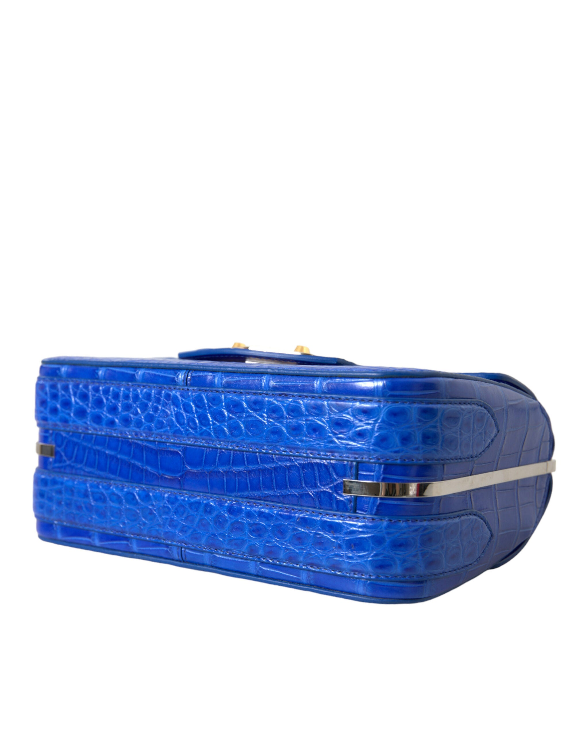 Geantă de umăr Balenciaga Mini din piele de aligator - Albastră elegantă