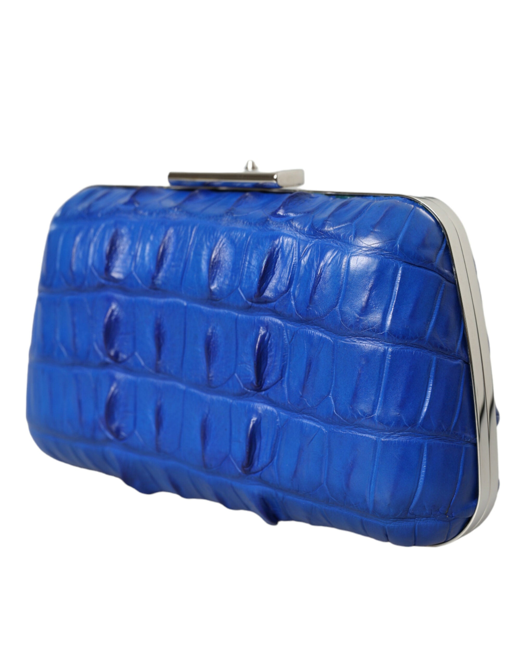 Clutch Balenciaga Albastru Electric din Piele de Crocodil
