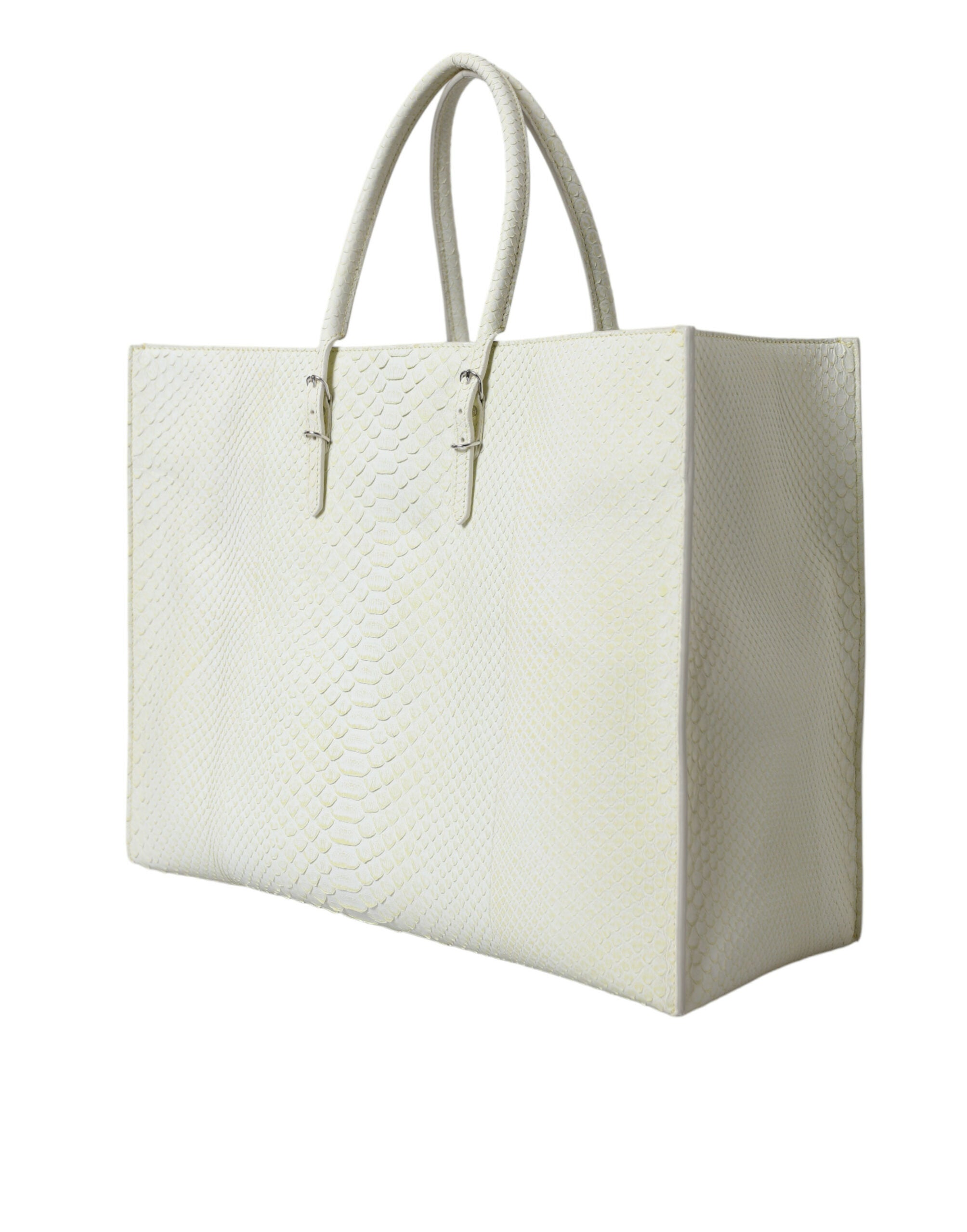 Balenciaga Chic Tote aus Pythonleder in Weiß und Gelb