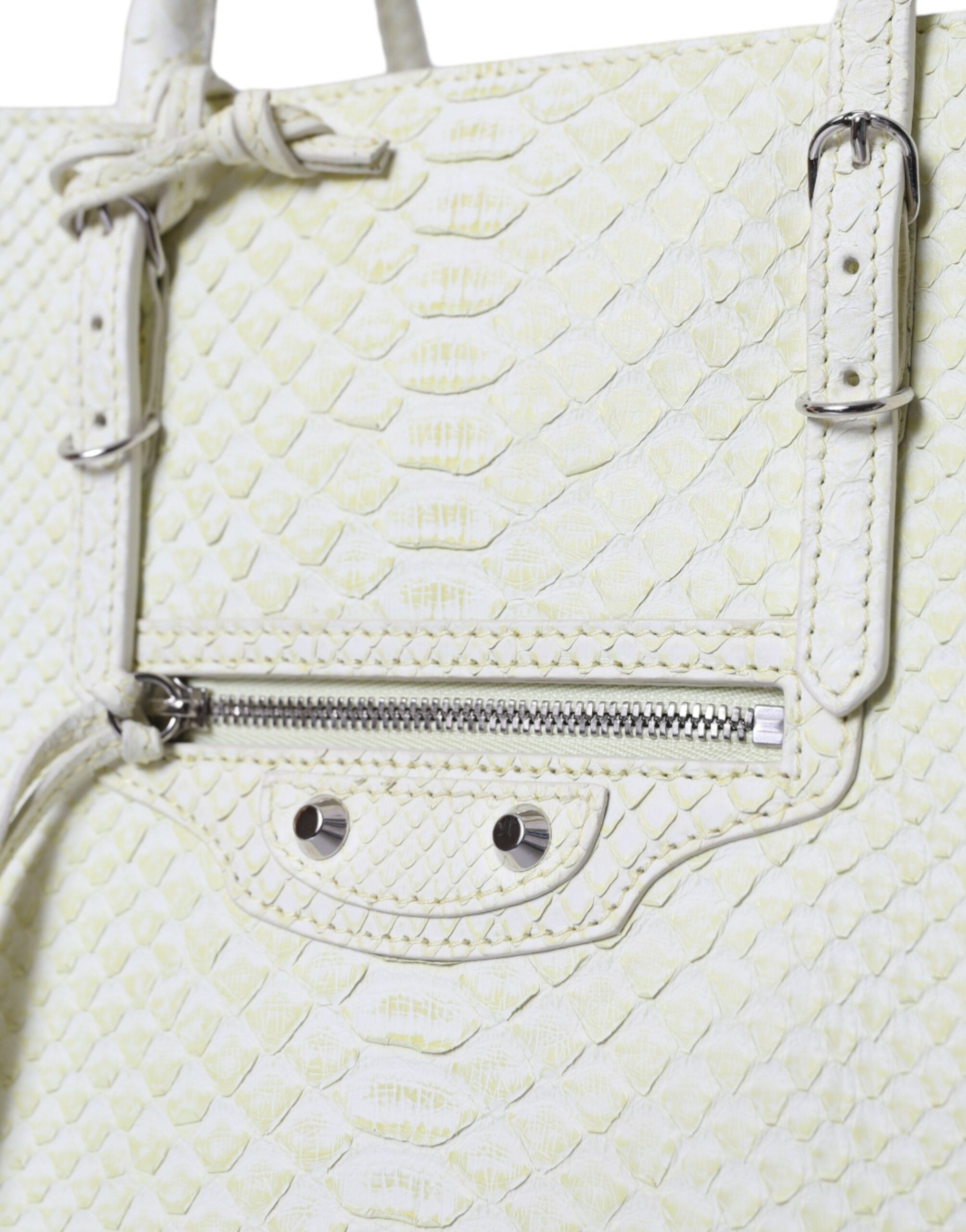 Balenciaga Chic Tote aus Pythonleder in Weiß und Gelb