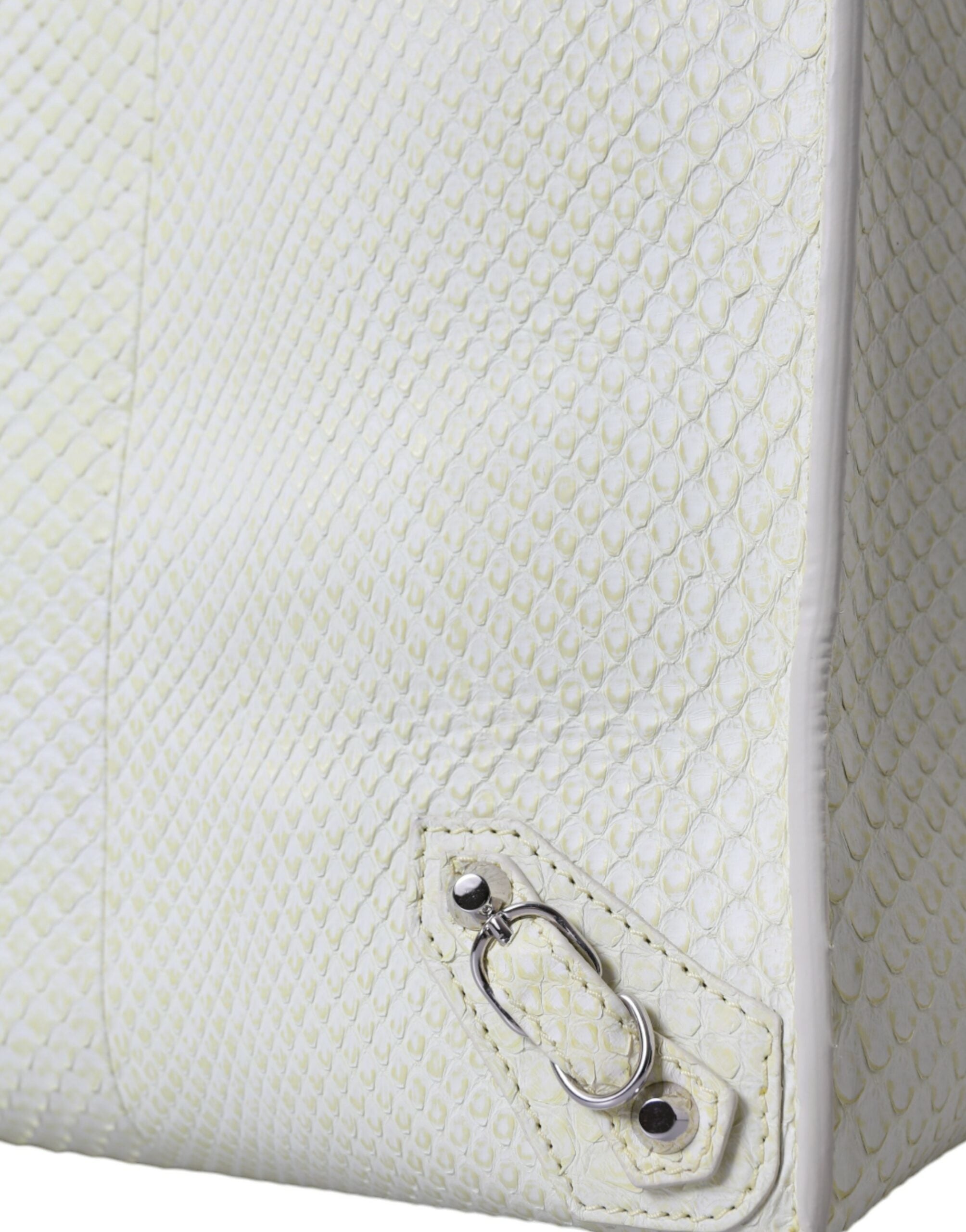 Balenciaga Chic Tote aus Pythonleder in Weiß und Gelb