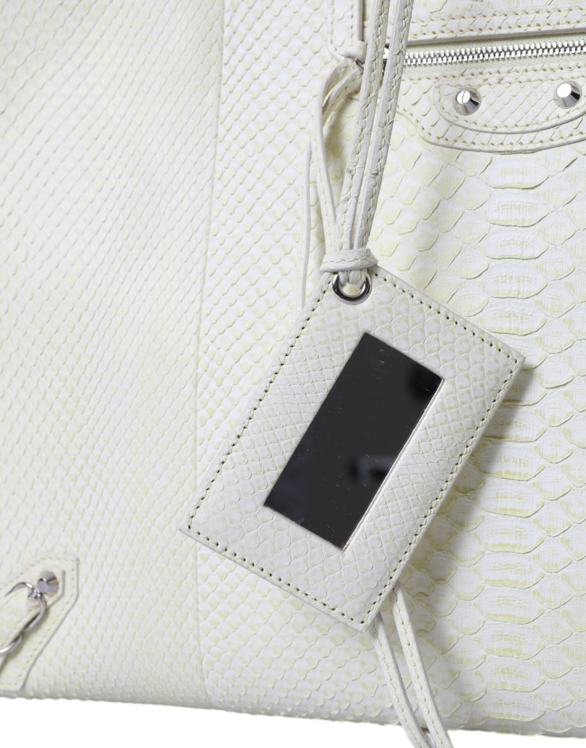 Balenciaga Chic Tote aus Pythonleder in Weiß und Gelb