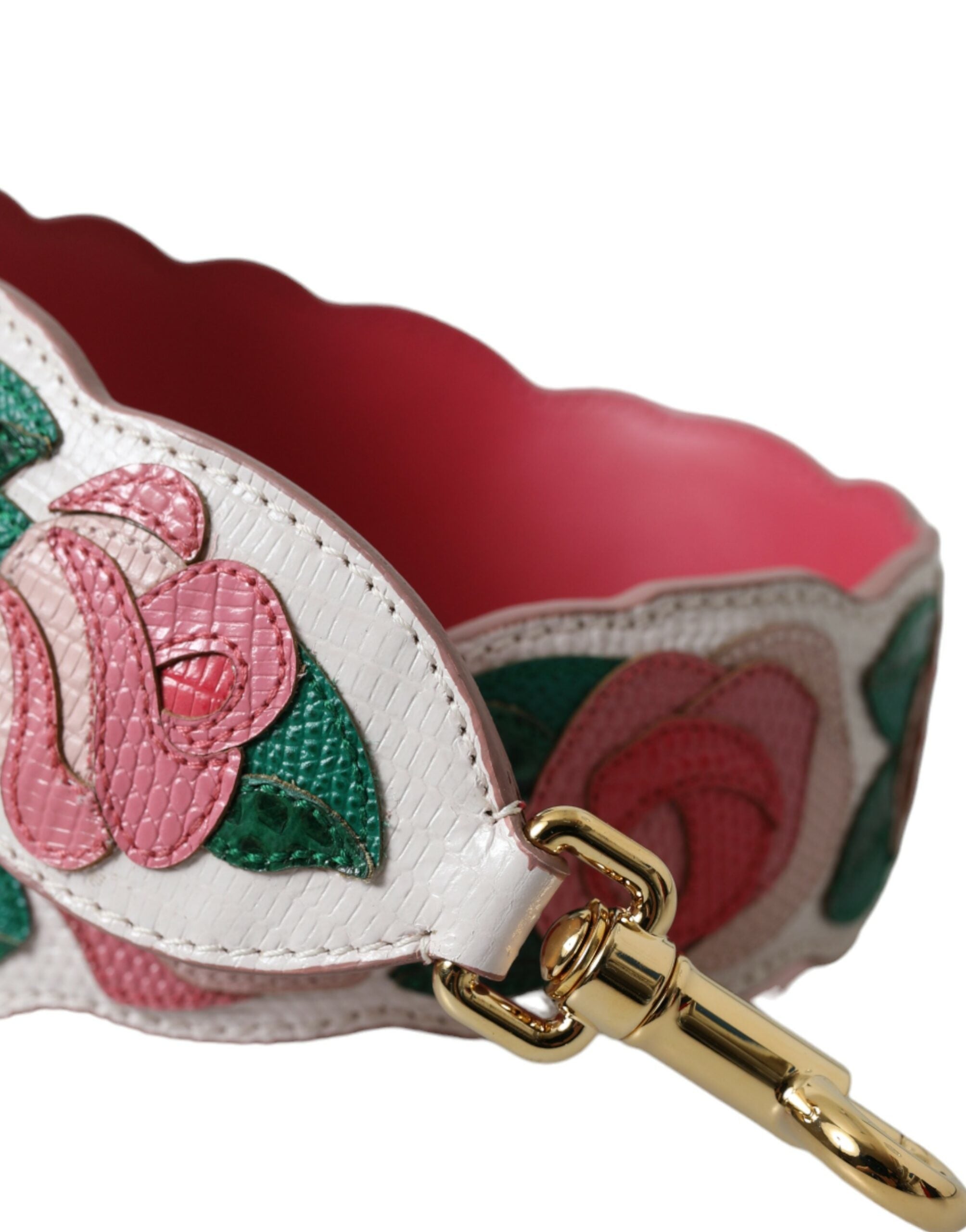 Dolce & Gabbana – Schultergurt aus weißem Leder mit Blumenmuster