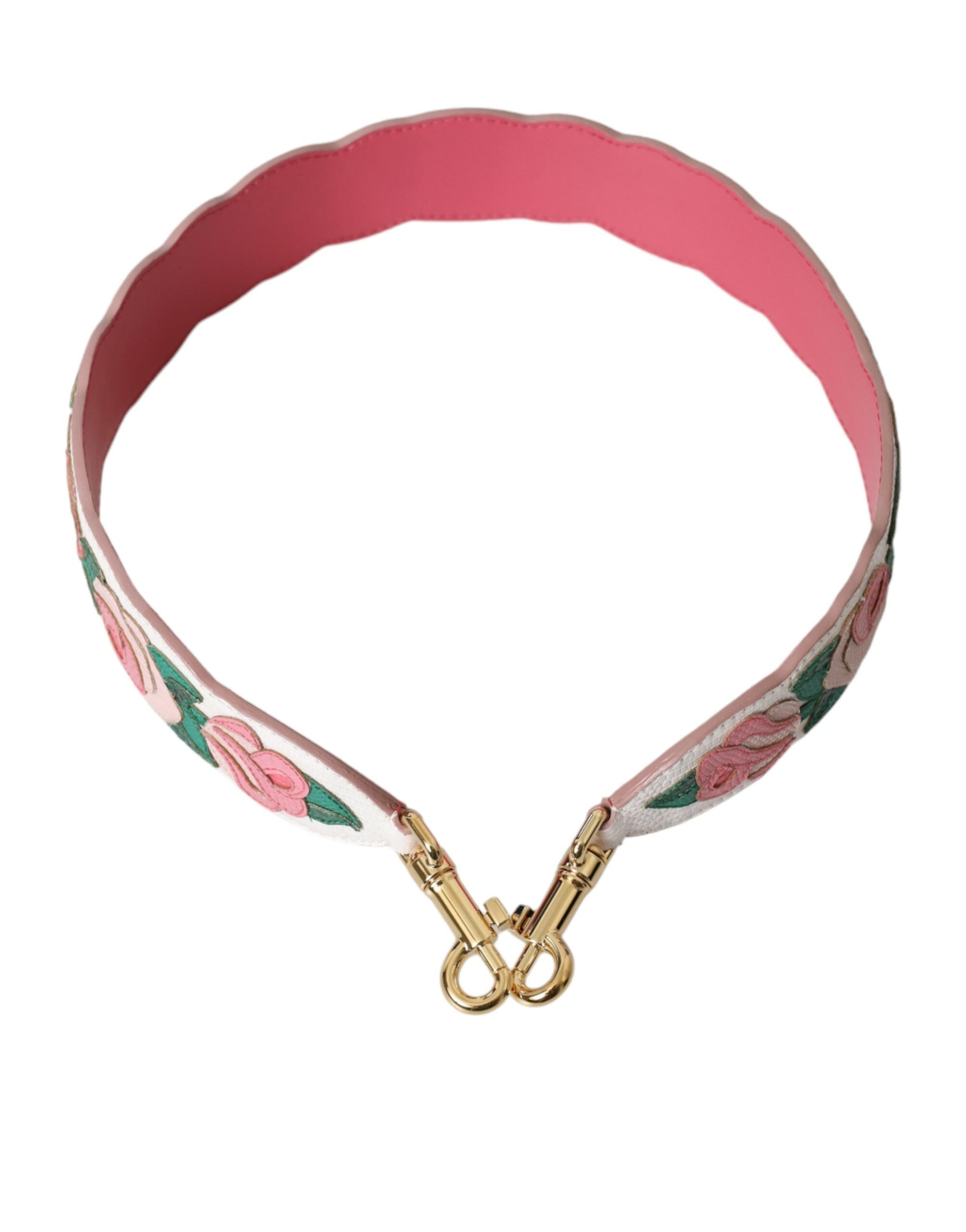 Dolce & Gabbana – Schultergurt aus weißem Leder mit Blumenmuster