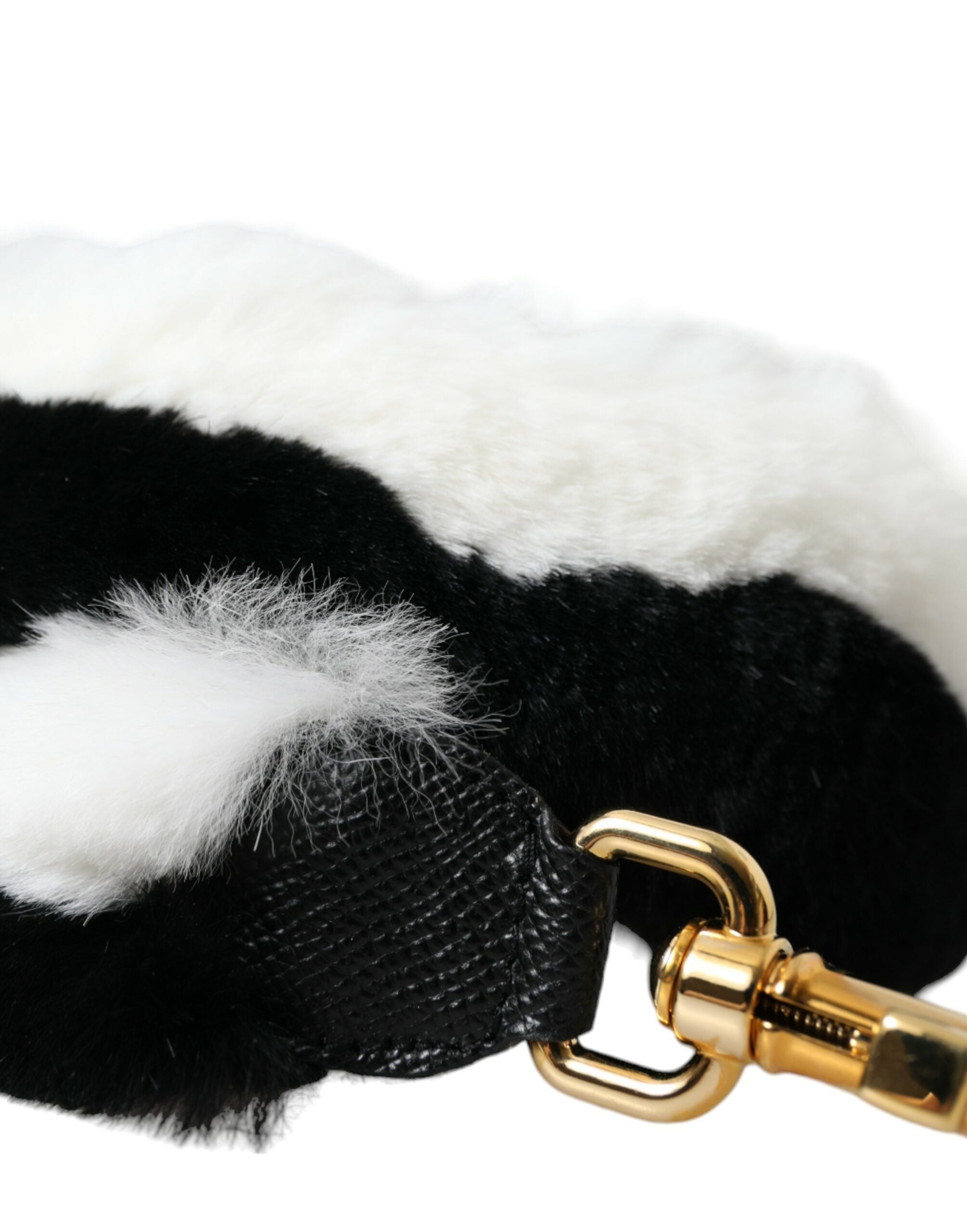 Dolce & Gabbana Accesoriu de umăr din blană de lapin alb negru