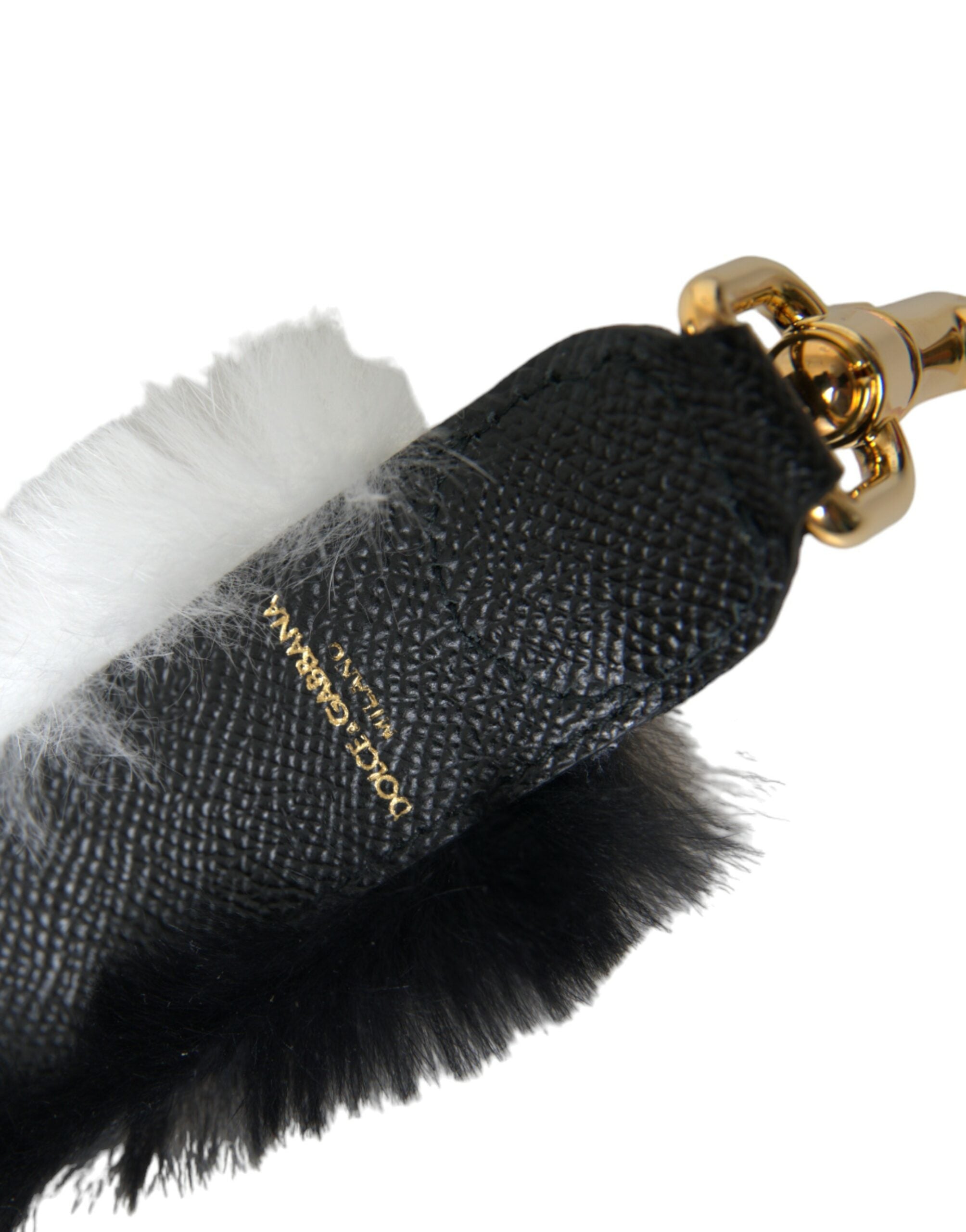 Dolce & Gabbana Accesoriu de umăr din blană de lapin alb negru