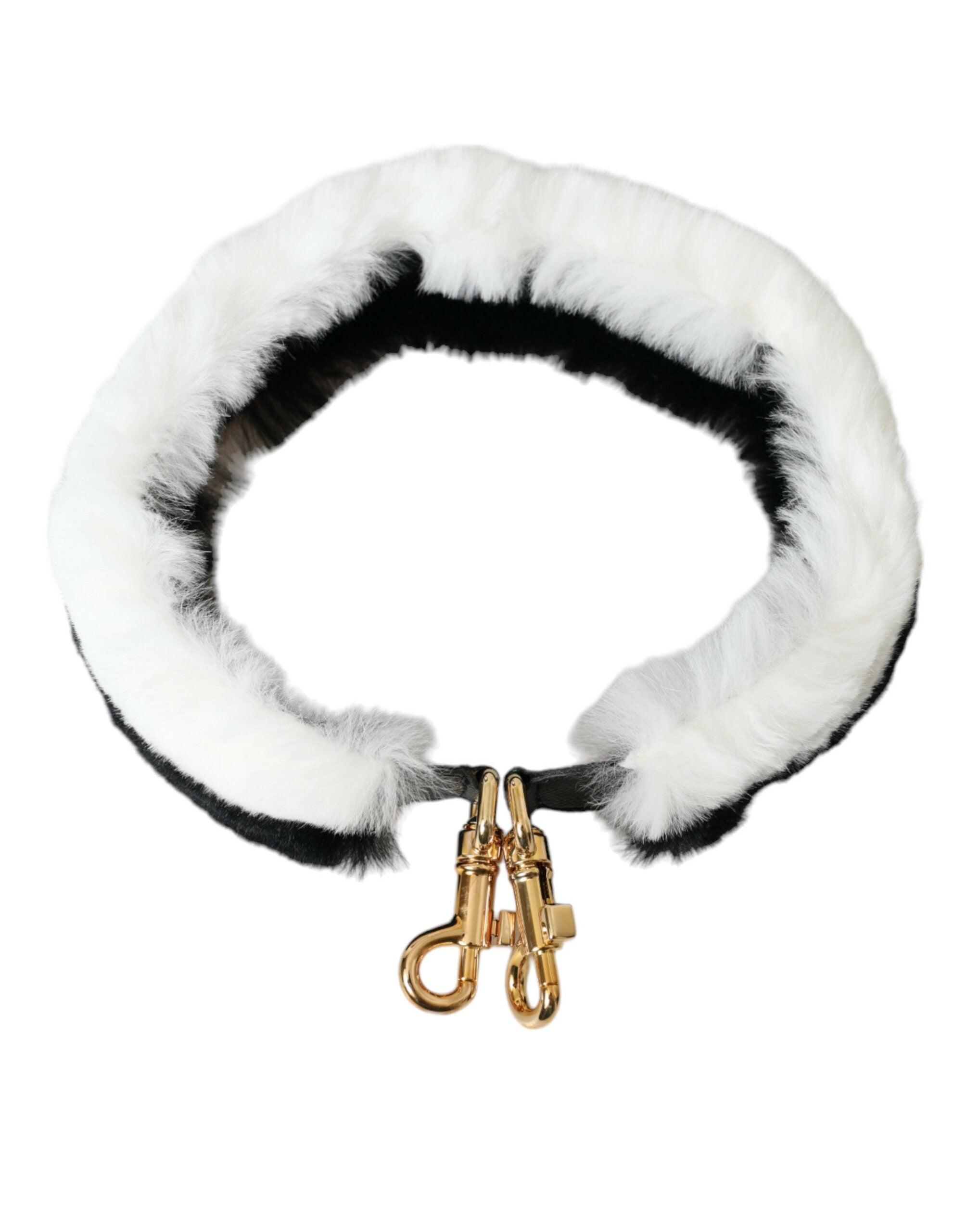 Dolce & Gabbana Accesoriu de umăr din blană de lapin alb negru