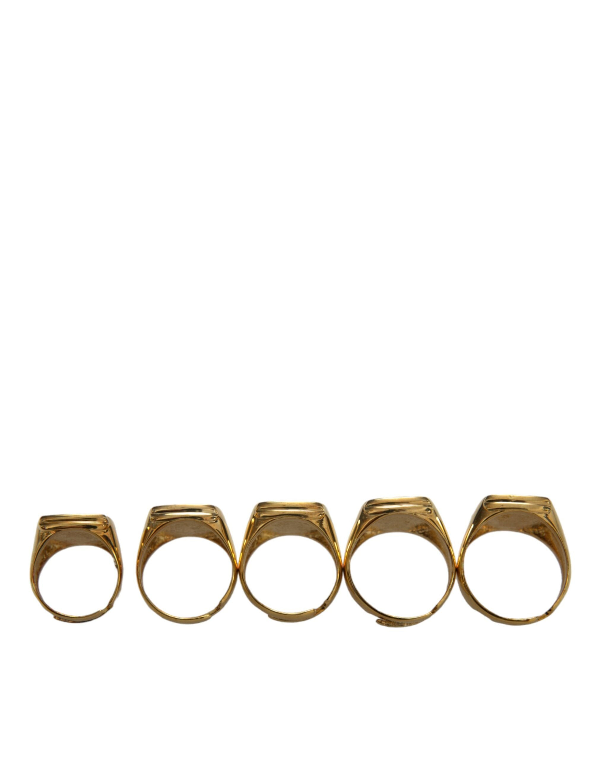 Dolce & Gabbana Goldmessing ROYAL Emaille Set mit 5 Ringen