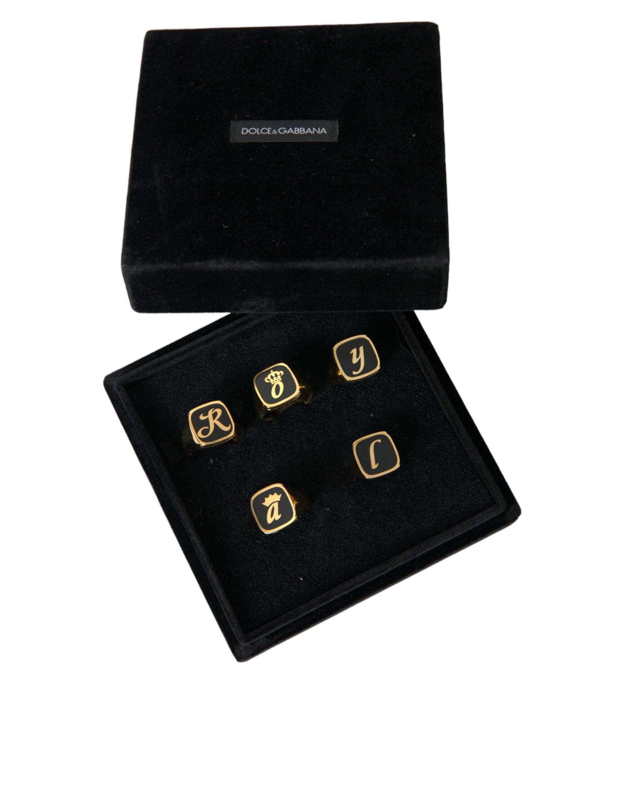 Dolce & Gabbana Goldmessing ROYAL Emaille Set mit 5 Ringen