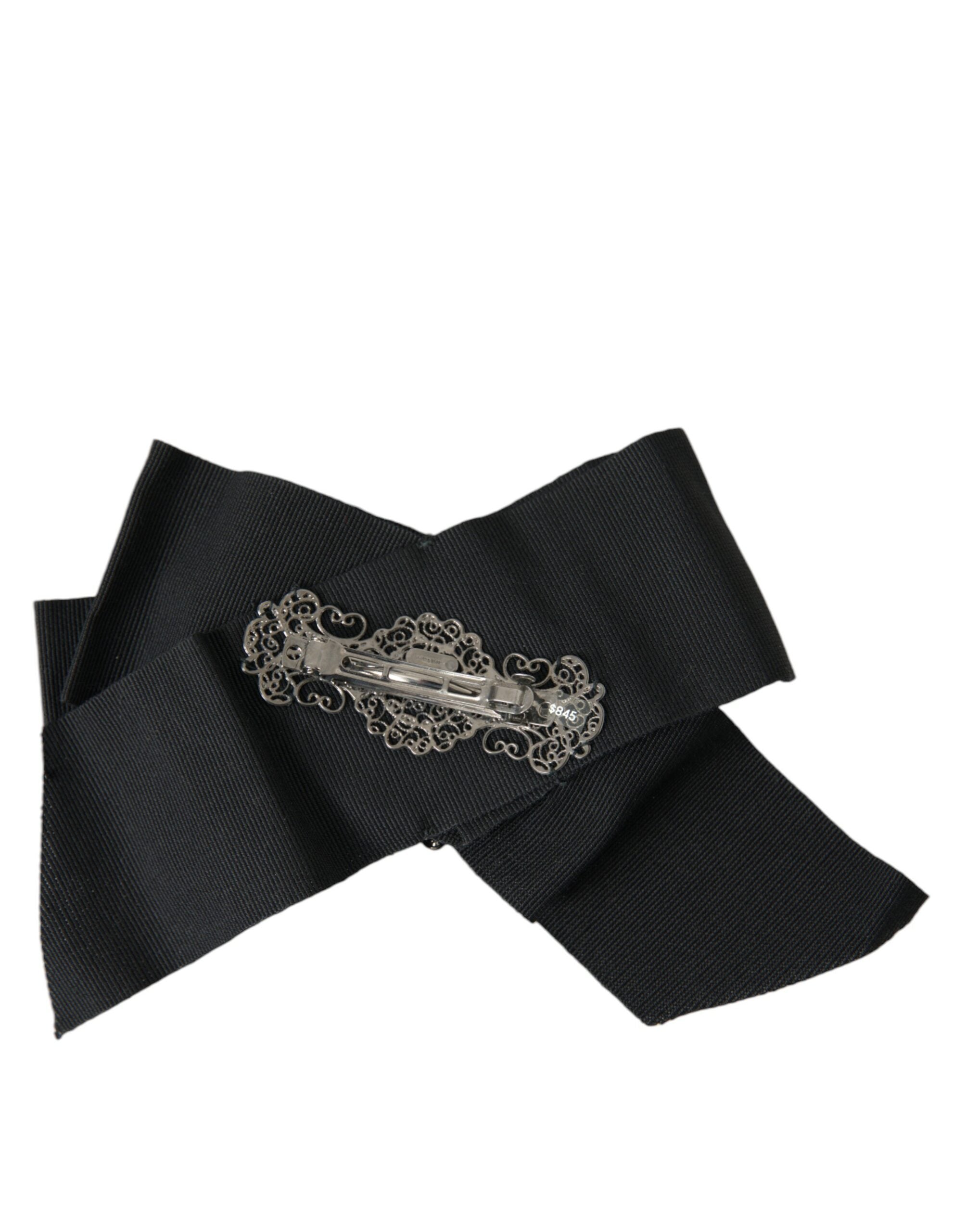 Agrafă de păr Dolce & Gabbana neagră cu cristale Swarovski