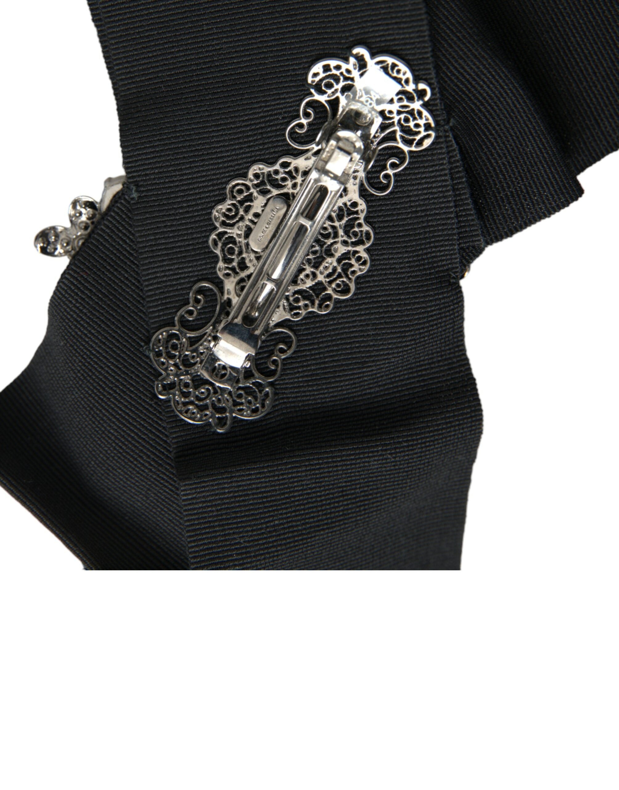 Agrafă de păr Dolce & Gabbana neagră cu cristale Swarovski