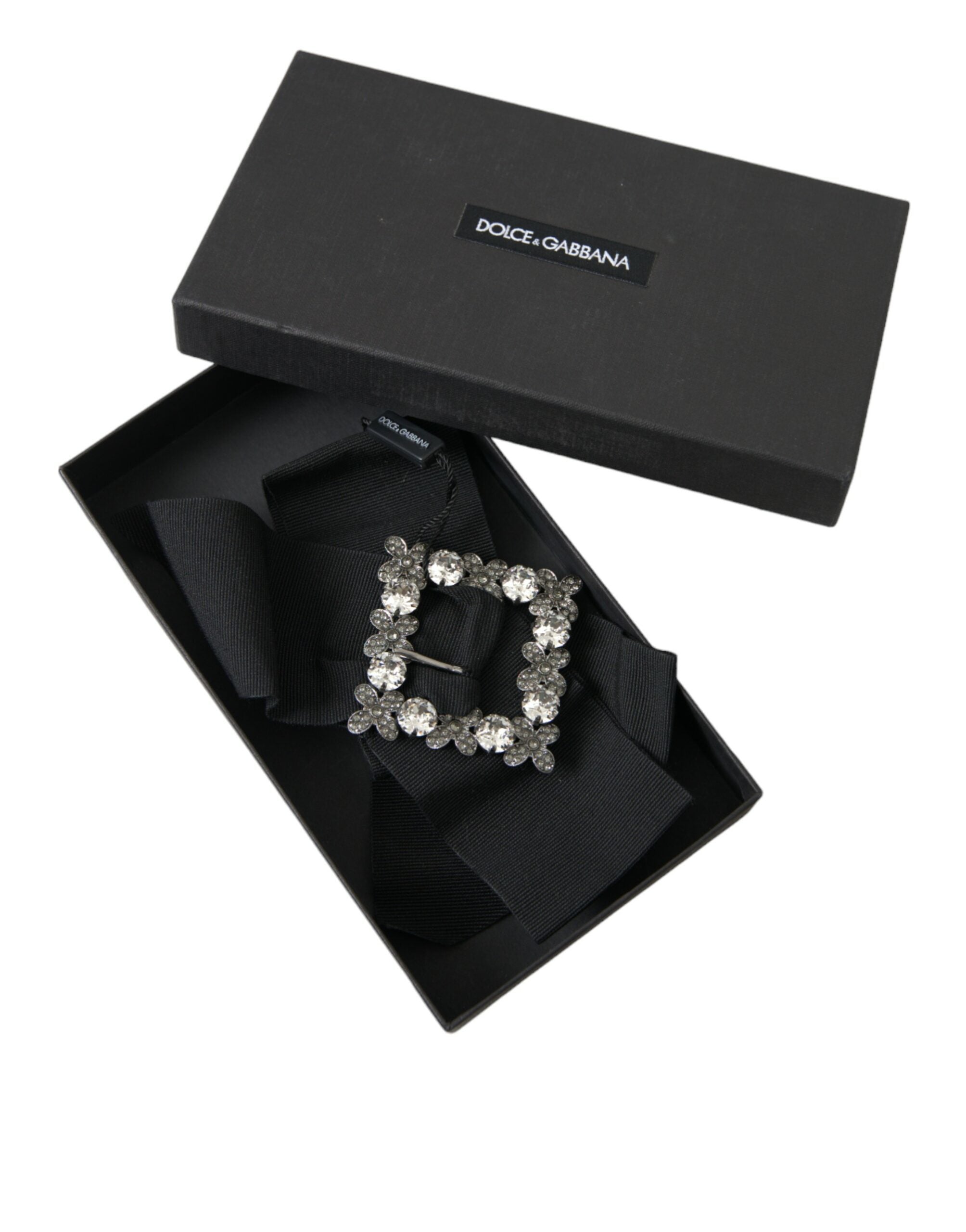 Agrafă de păr Dolce & Gabbana neagră cu cristale Swarovski