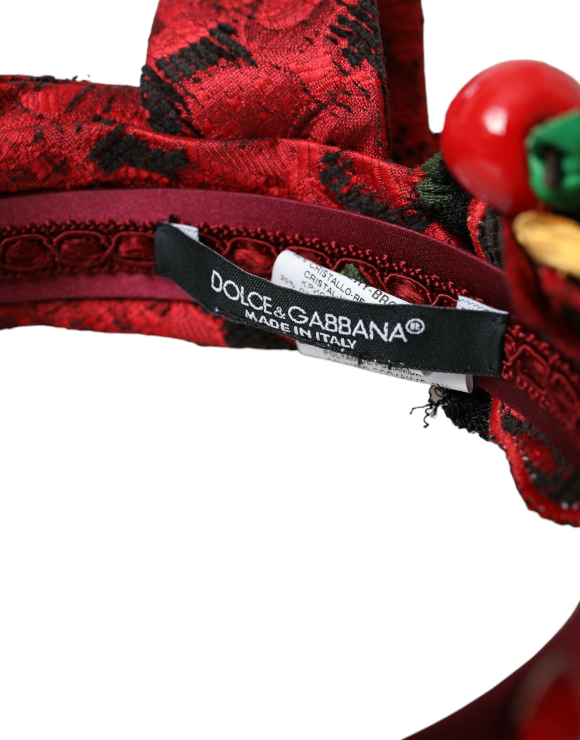 Dolce & Gabbana Bandă de păr cu imprimeu Red Cherry Sicily pentru femei