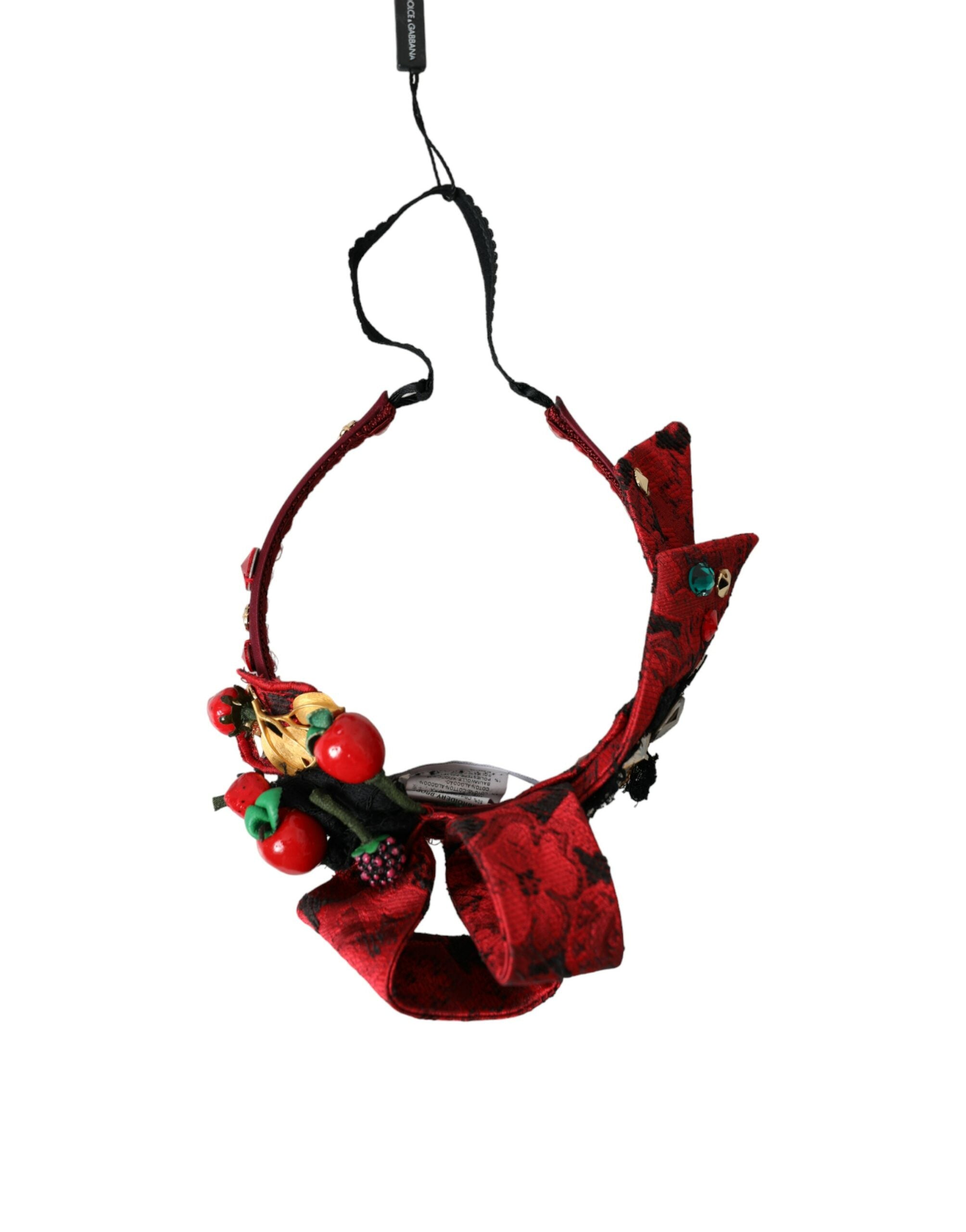 Dolce & Gabbana Bandă de păr cu imprimeu Red Cherry Sicily pentru femei