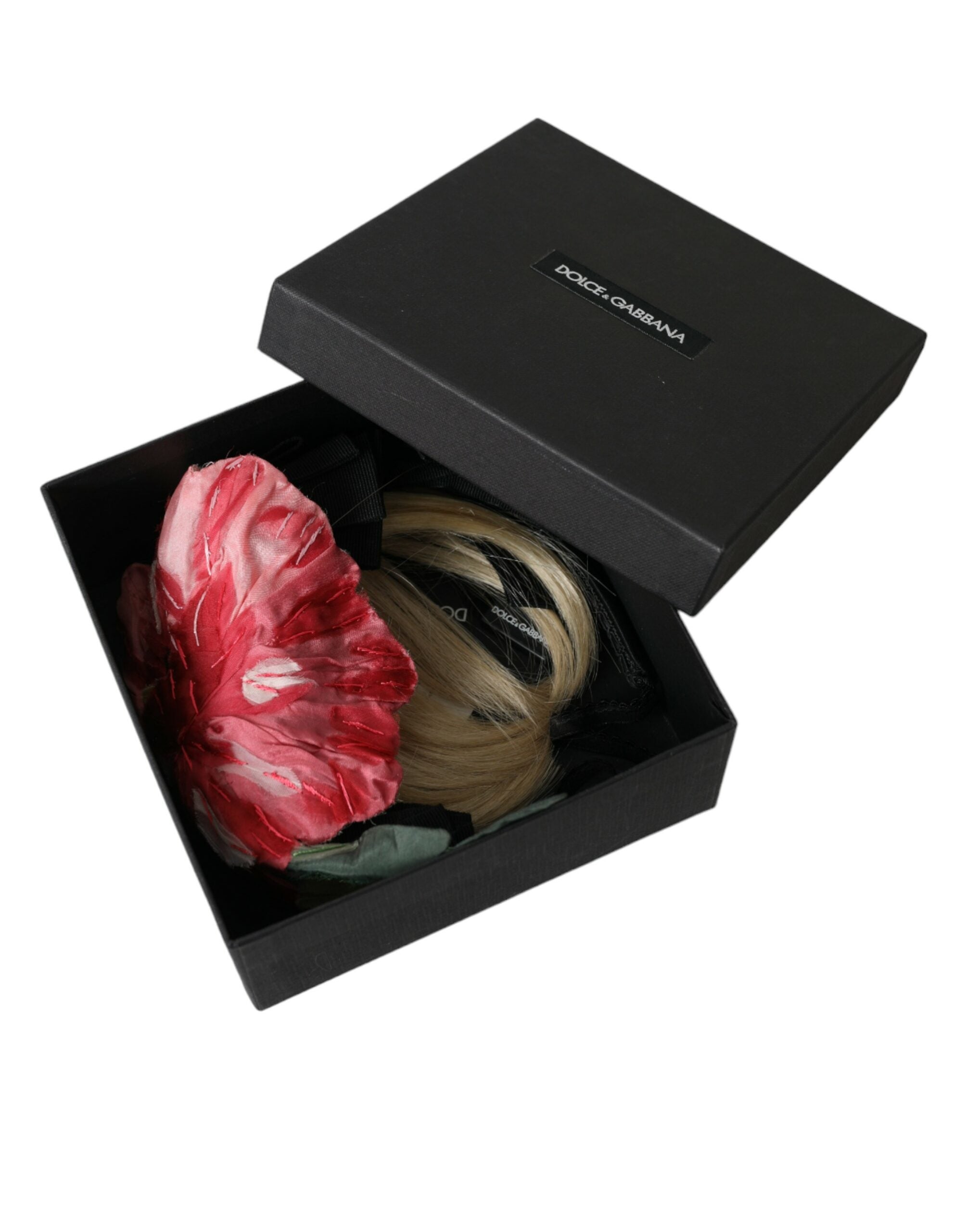 Dolce & Gabbana - Perrucchiera cu bandă de păr albă din viscoză neagră și diademă