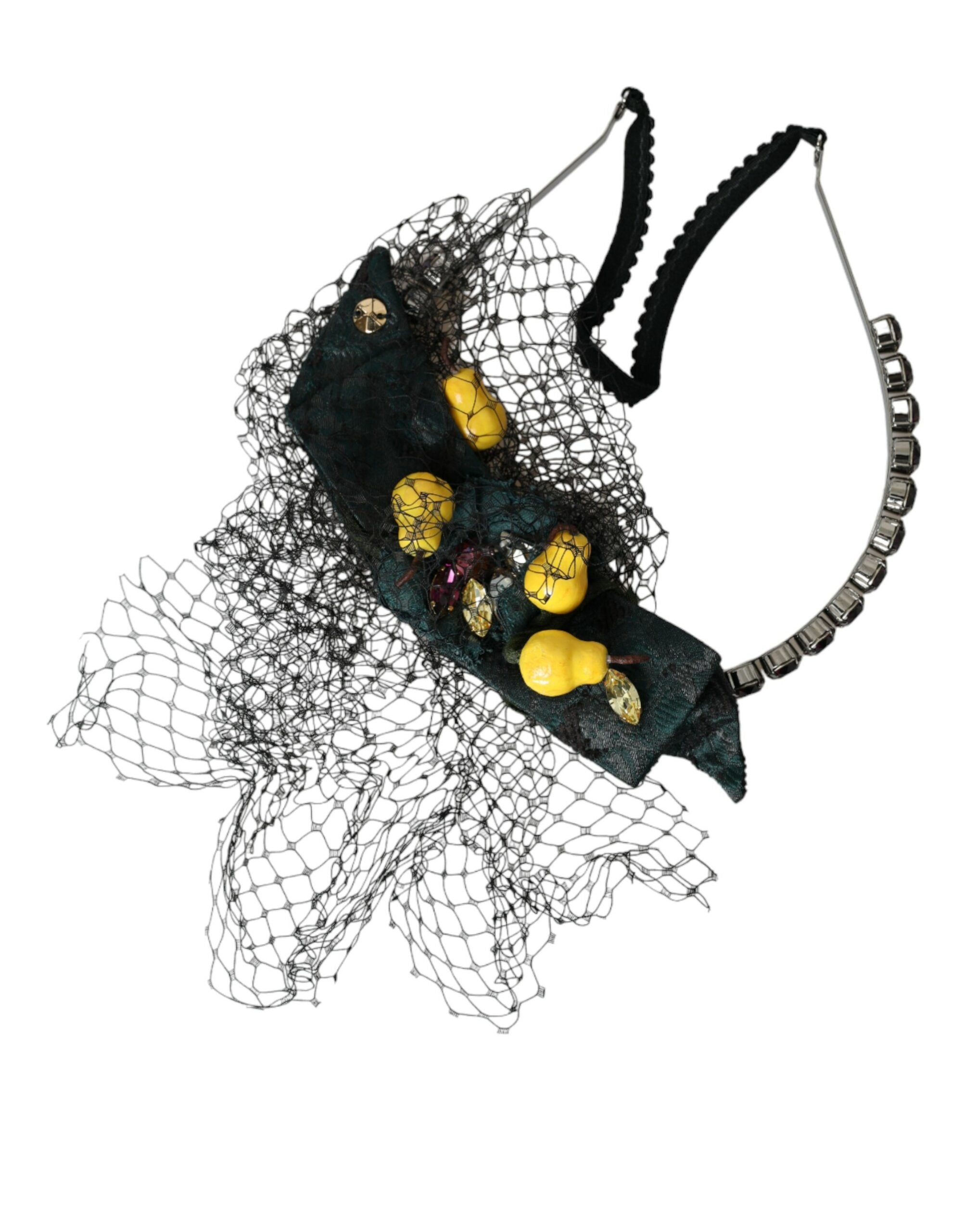 Dolce & Gabbana Diademă cu bandă de păr din plasă de cristal mov Black Lemons Sicily