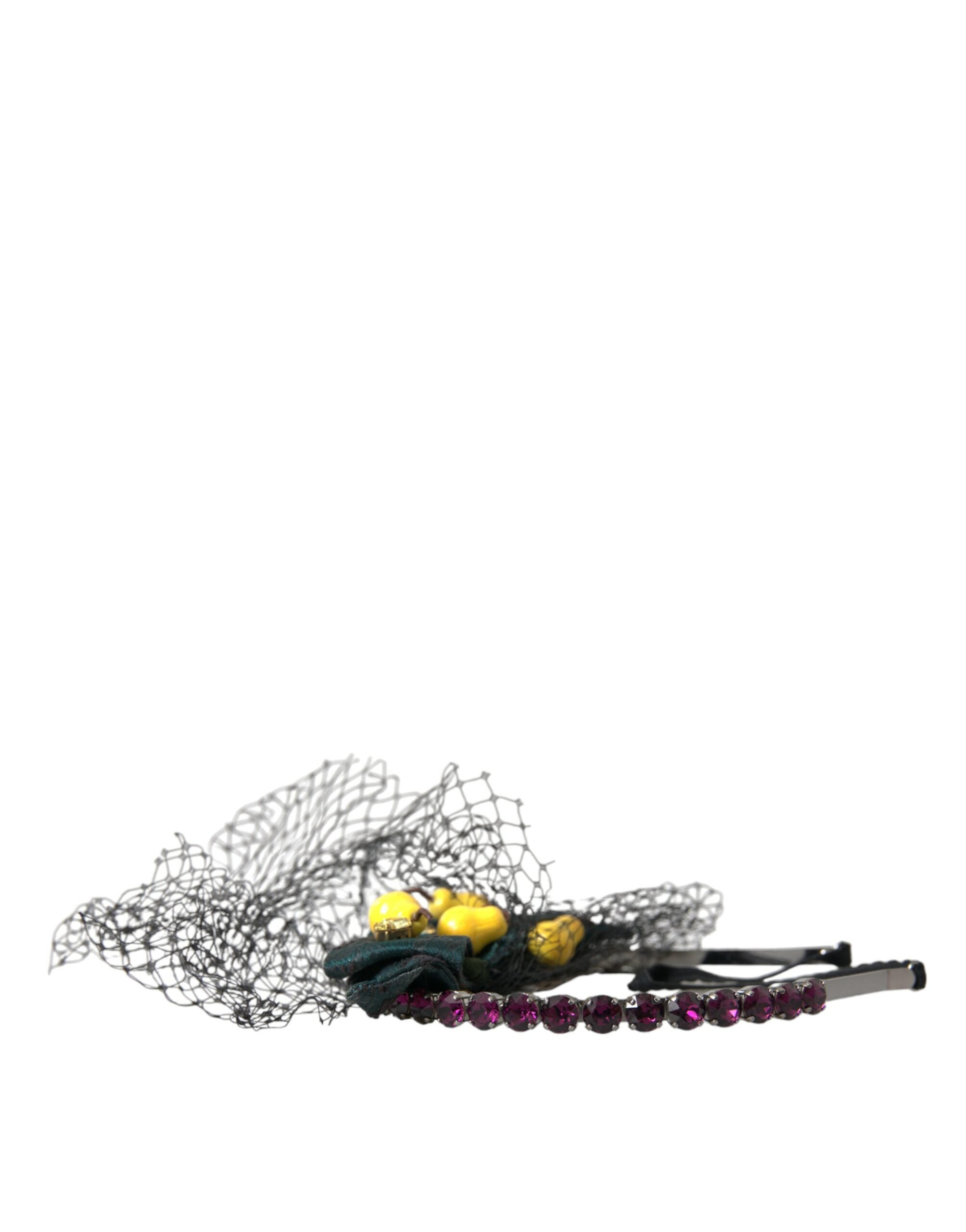 Dolce & Gabbana Diademă cu bandă de păr din plasă de cristal mov Black Lemons Sicily