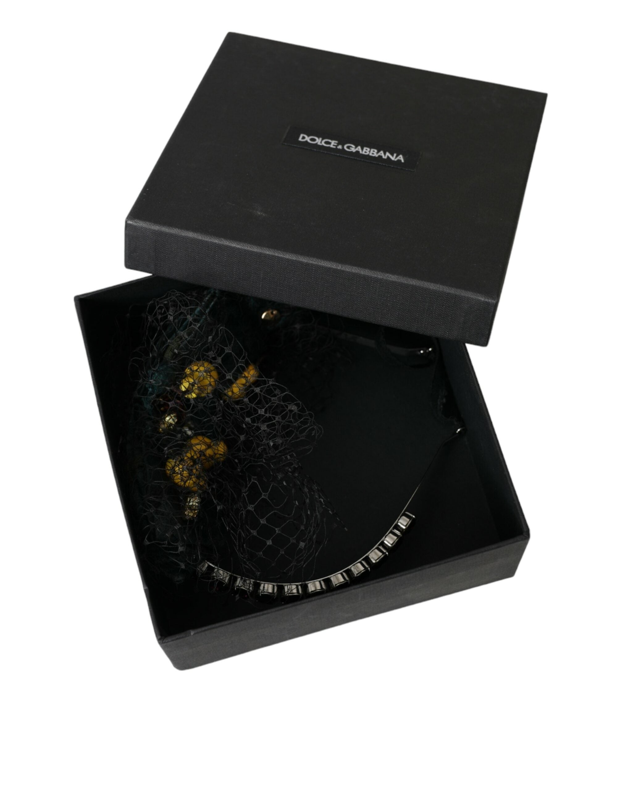 Dolce & Gabbana Diademă cu bandă de păr din plasă de cristal mov Black Lemons Sicily