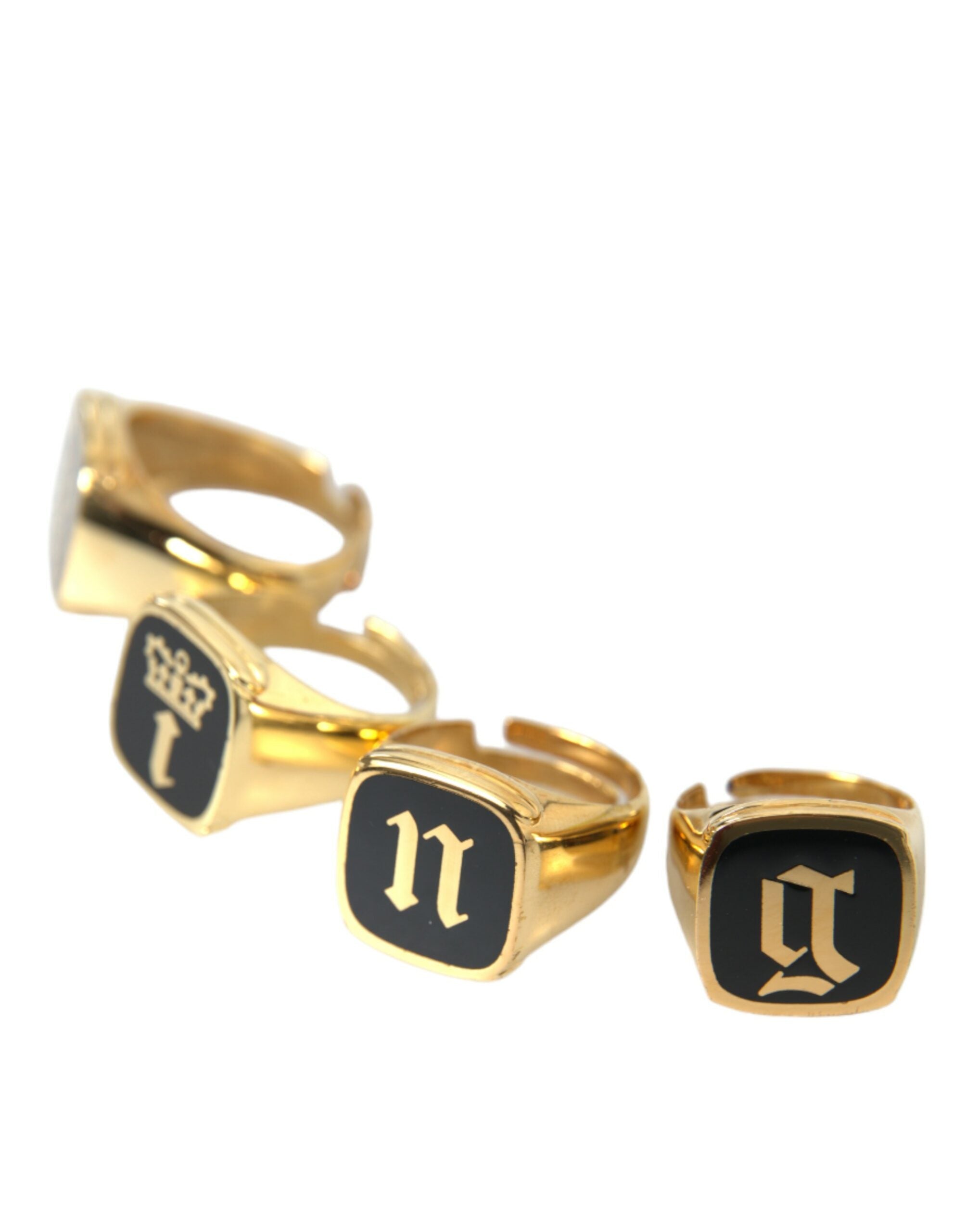 Dolce & Gabbana – KING Emaille-Ring aus Goldmessing, 4er-Set