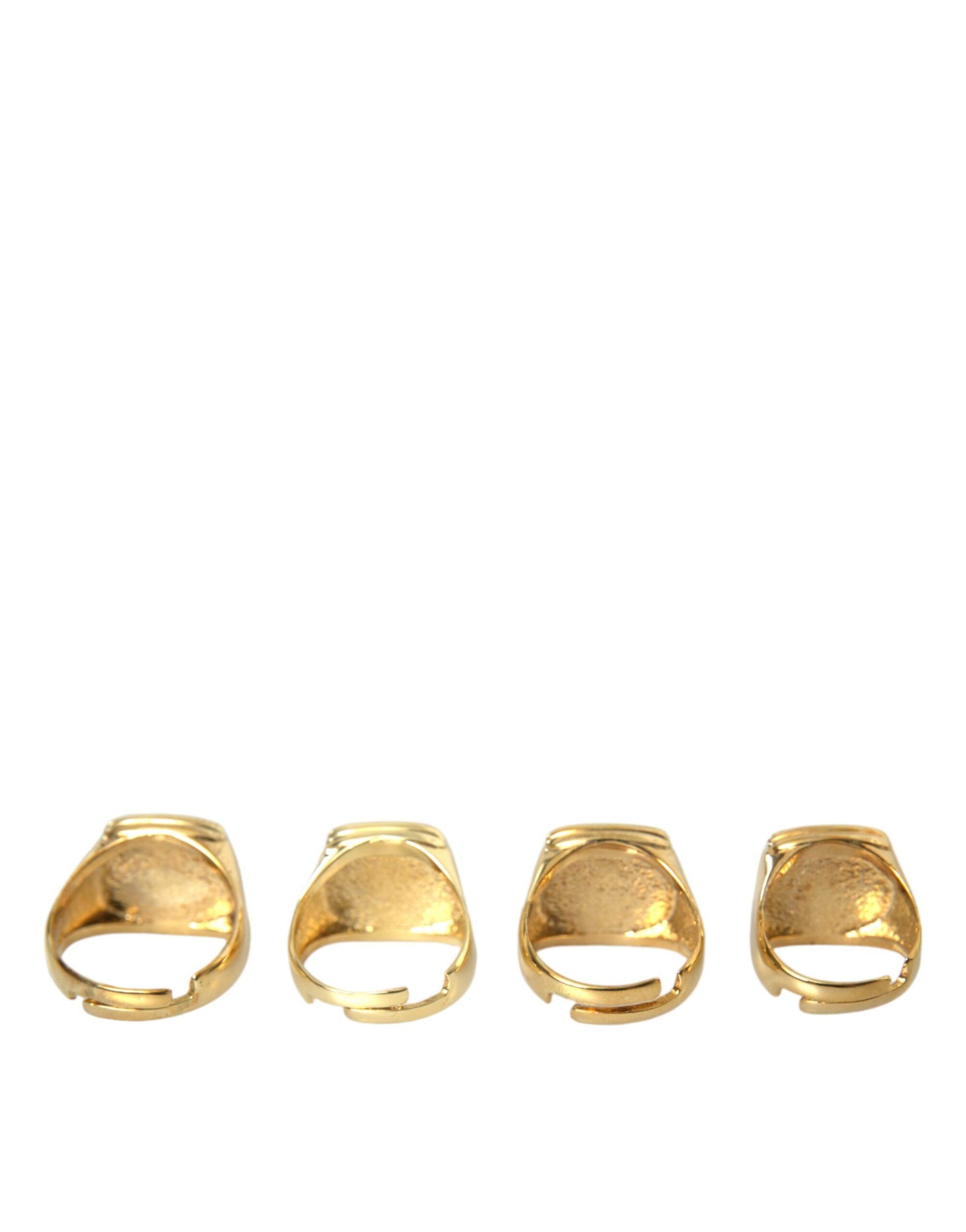 Dolce & Gabbana – KING Emaille-Ring aus Goldmessing, 4er-Set