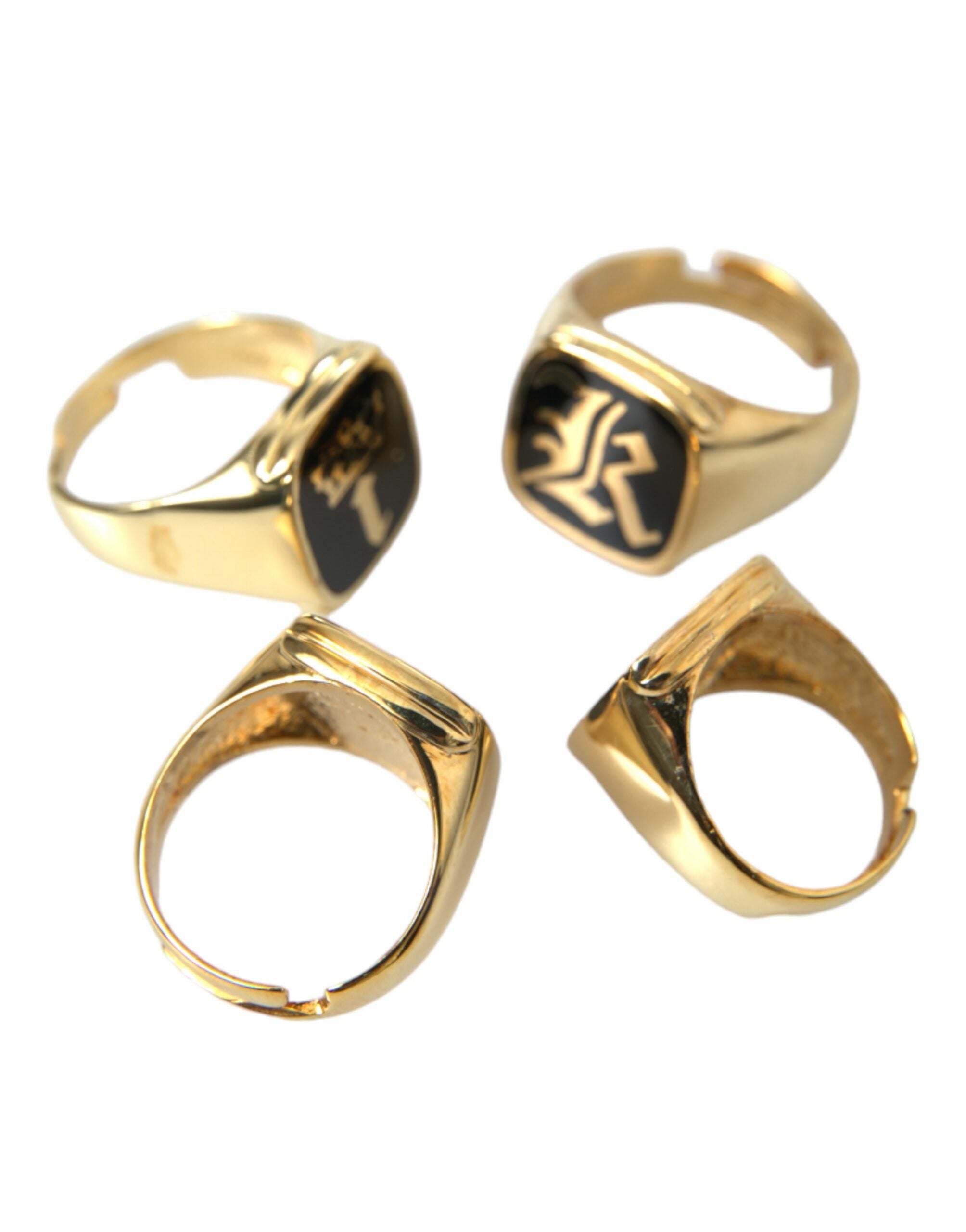 Dolce & Gabbana – KING Emaille-Ring aus Goldmessing, 4er-Set