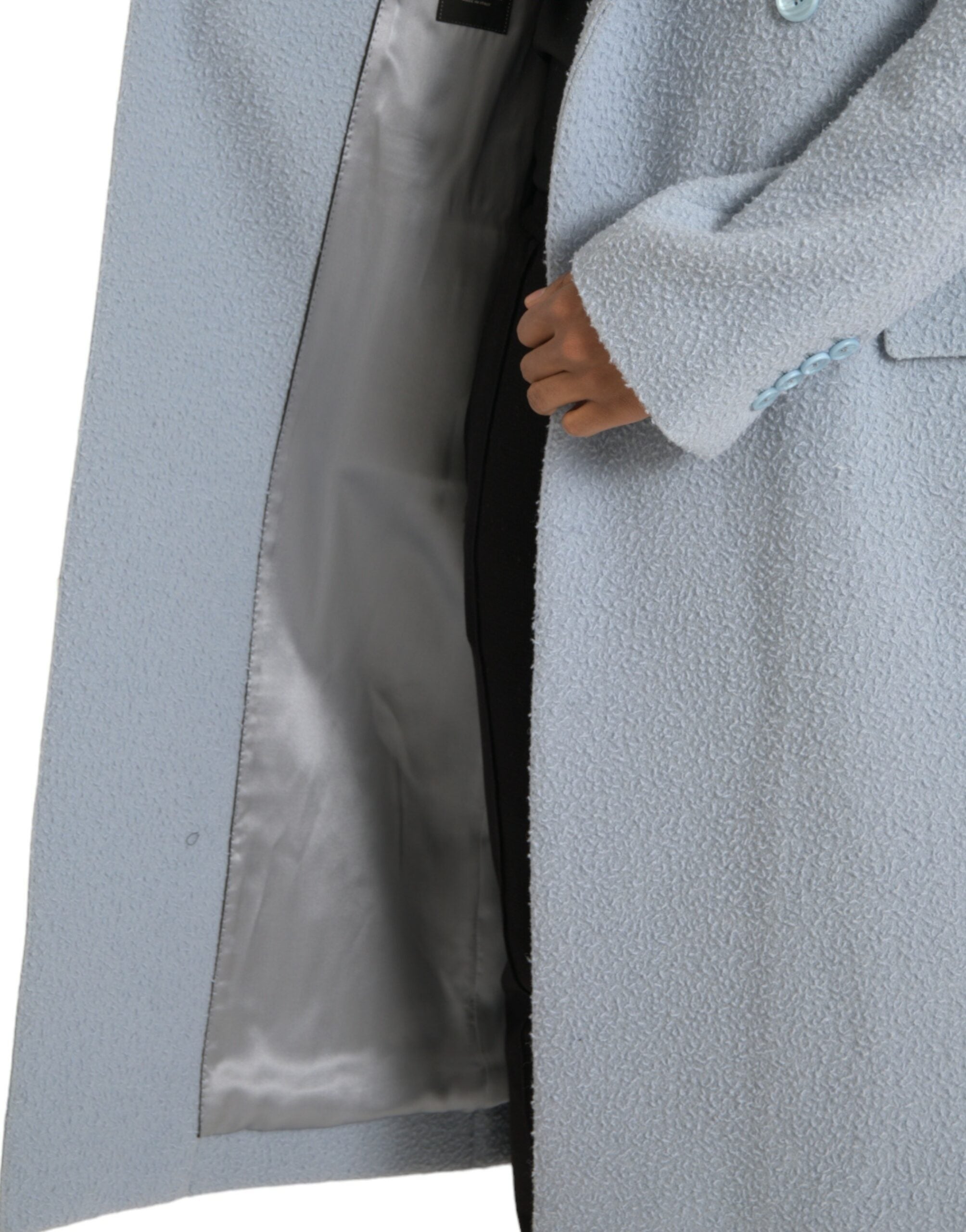 Trench lung Dolce & Gabbana albastru cu două nasturi