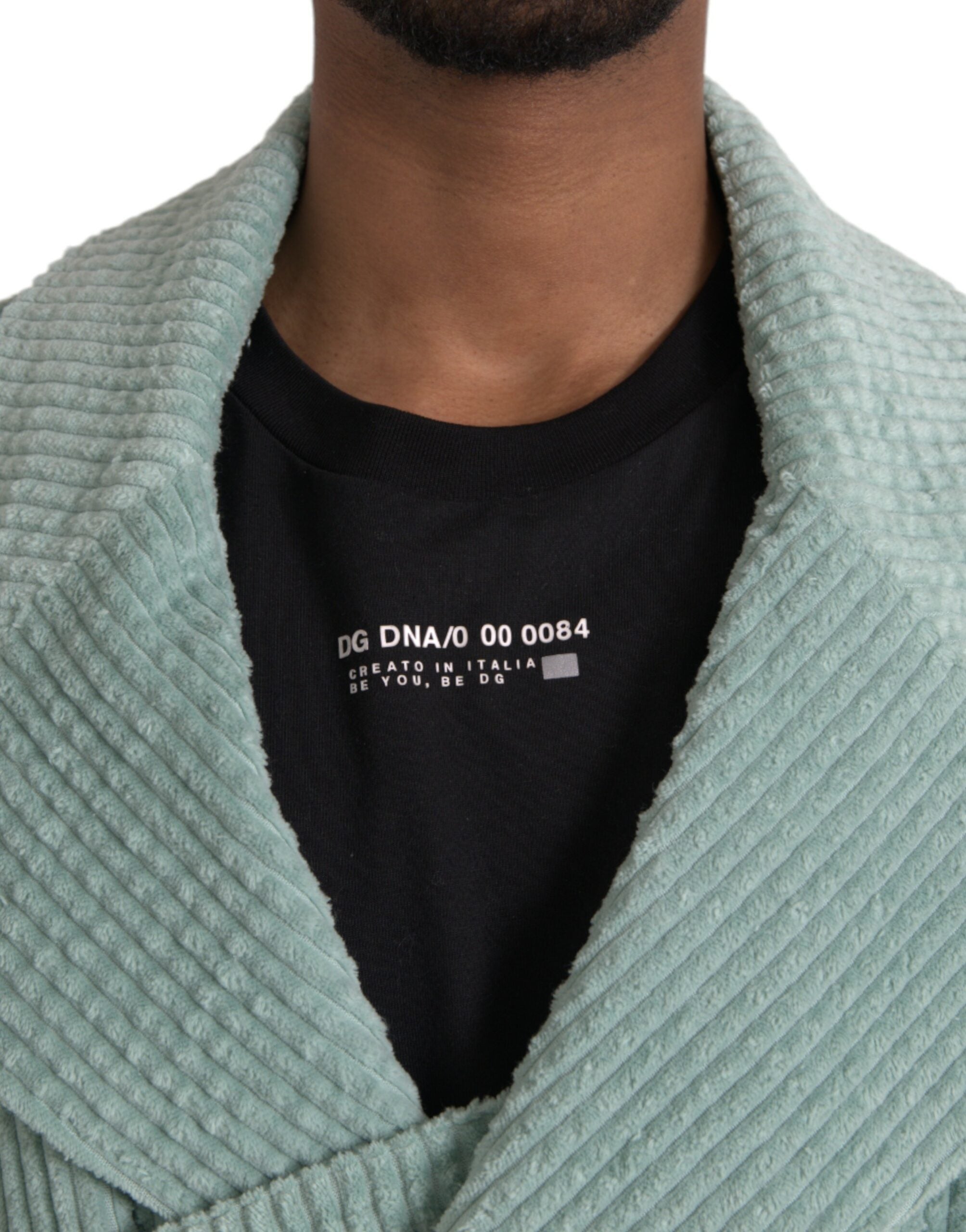 Dolce & Gabbana – Zweireihige Cord-Baumwolljacke in Blau
