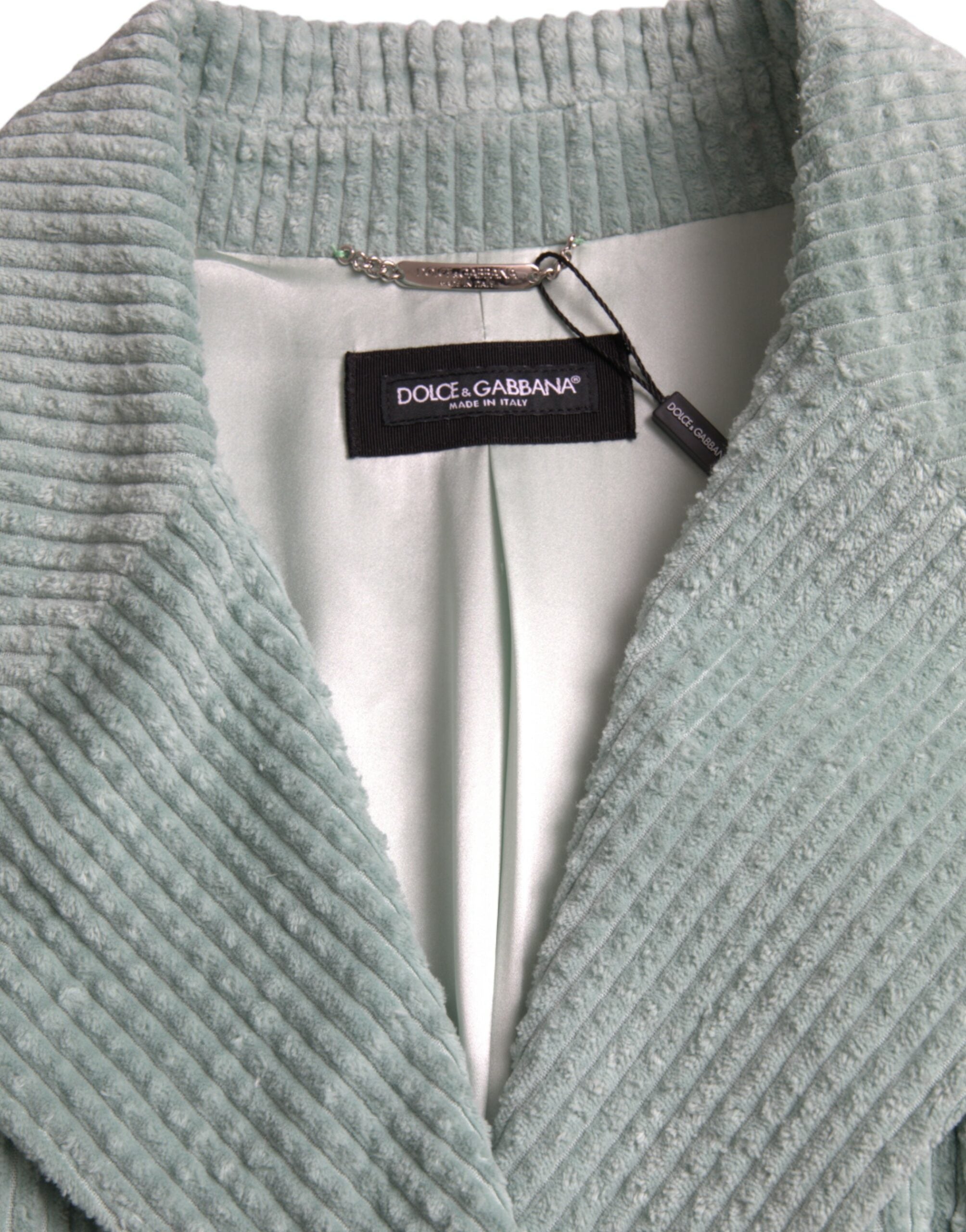Dolce & Gabbana – Zweireihige Cord-Baumwolljacke in Blau