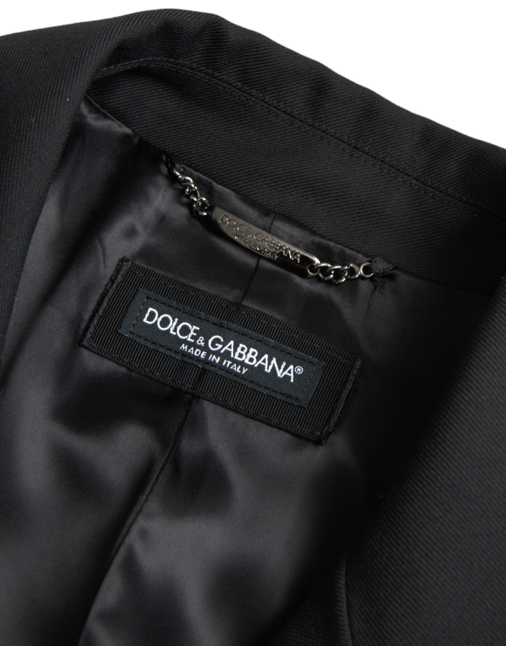 Dolce & Gabbana – Schwarze, zweireihige Trenchcoat-Jacke