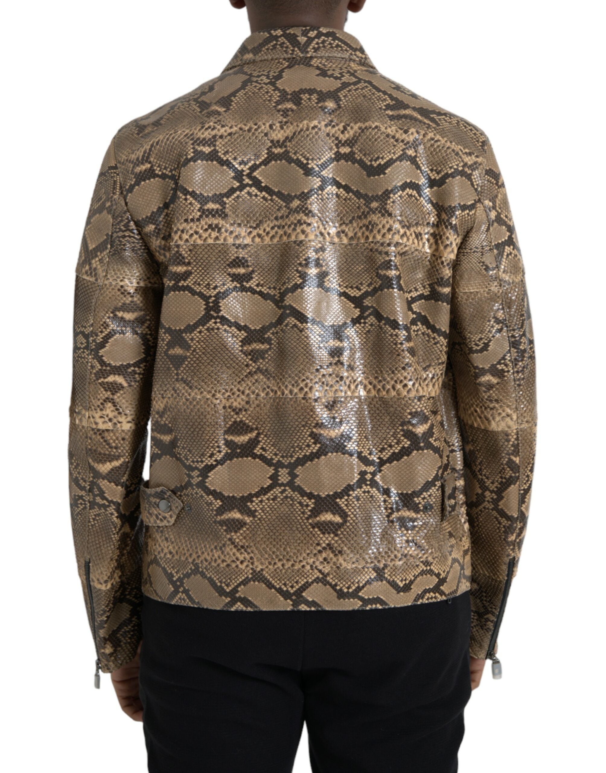 Dolce & Gabbana Beige Biker-Blousonjacke aus exotischem Leder