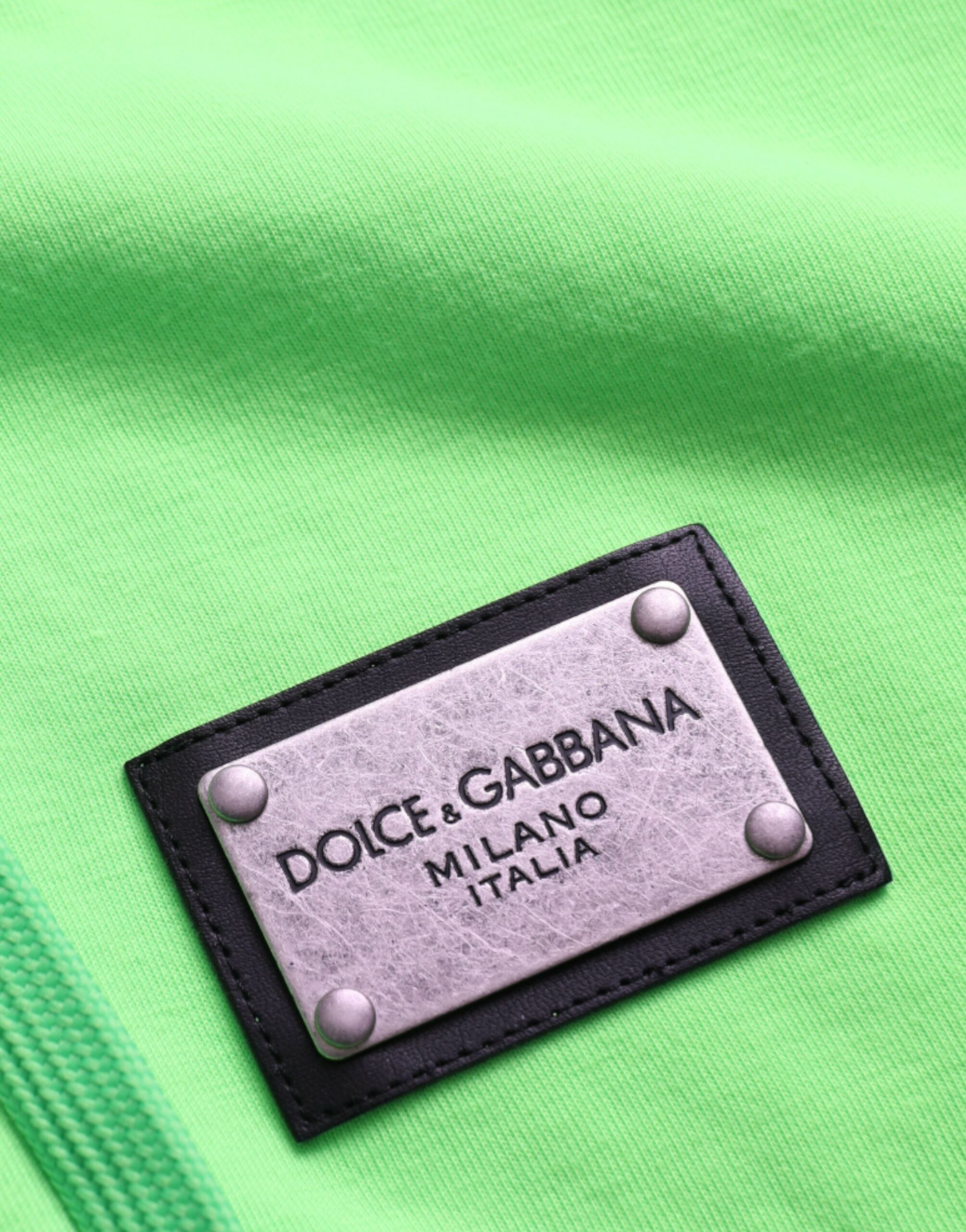 Dolce & Gabbana – Neongrüner Kapuzenpullover mit durchgehendem Reißverschluss