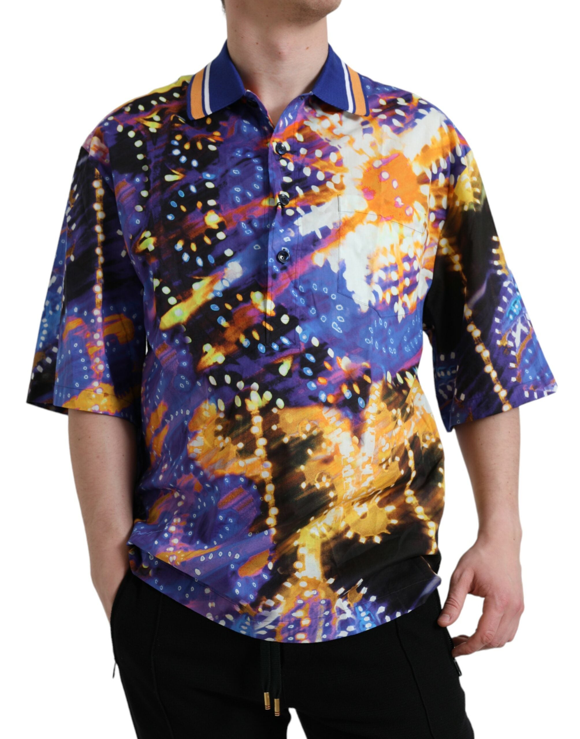 Mehrfarbiges Freizeithemd aus Baumwolle mit Luminarie-Print von Dolce & Gabbana