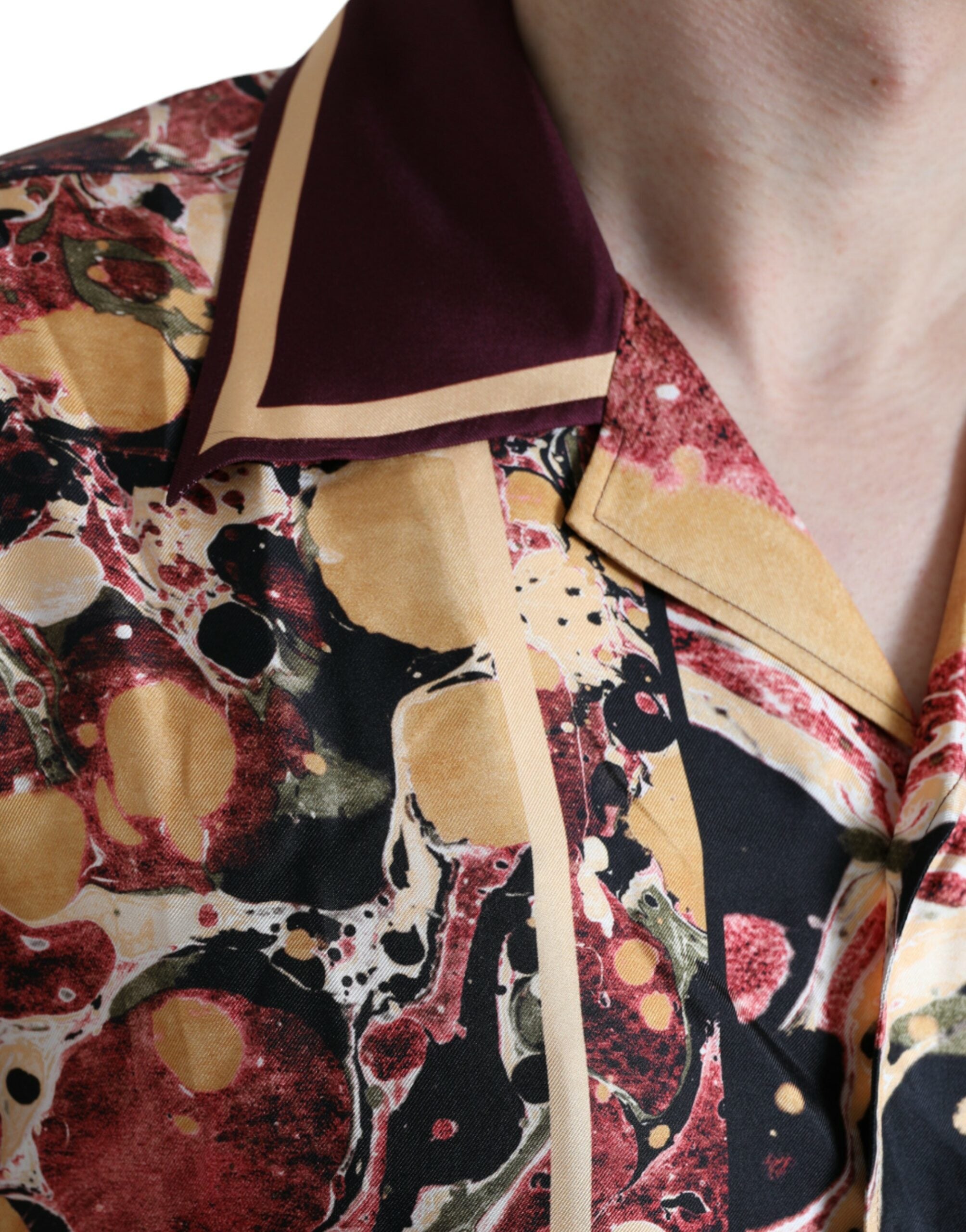 Dolce & Gabbana Mehrfarbiges Button-Down-Seidenhemd